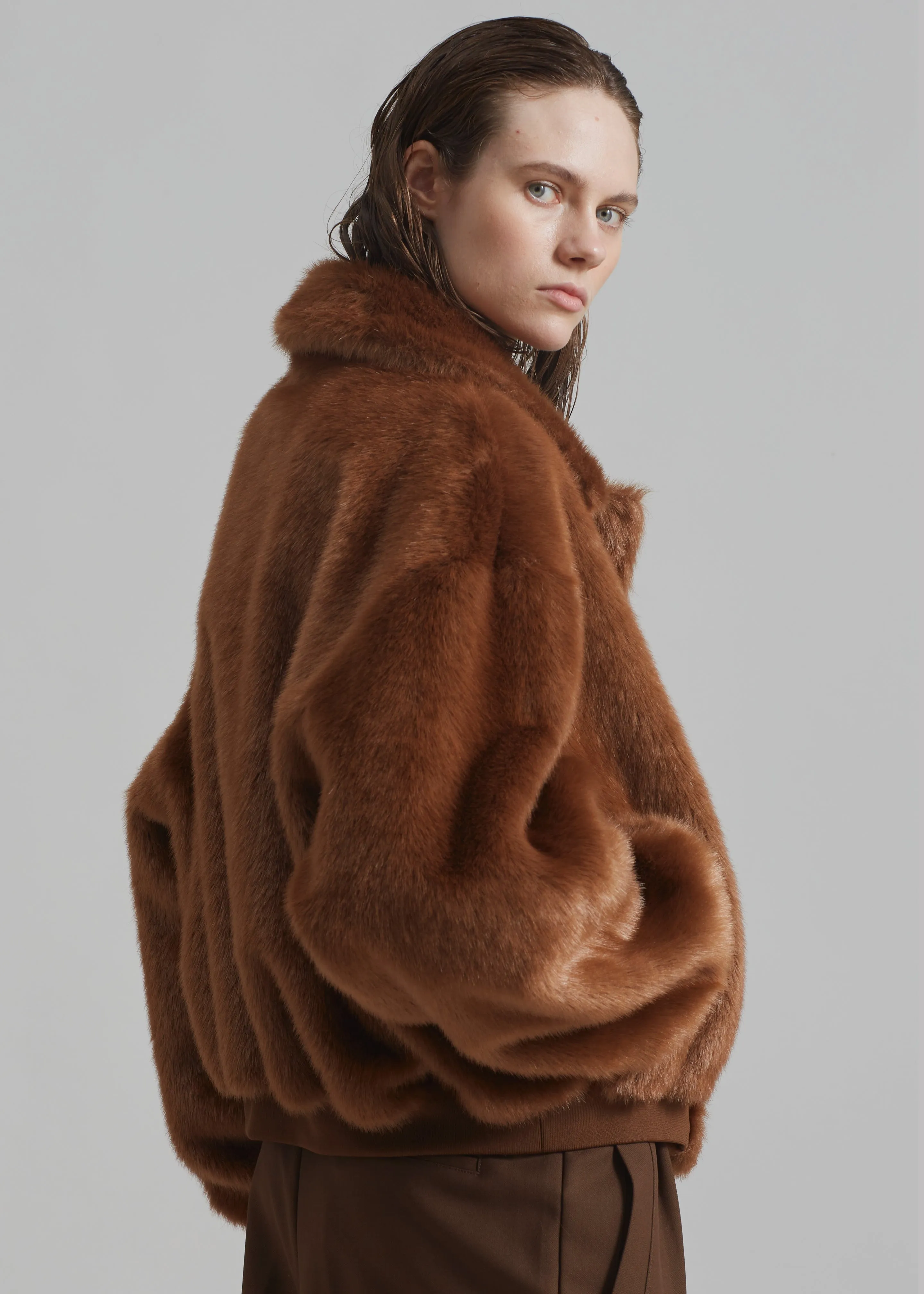 Pam Faux Fur Bomber - Dark Camel sold by Frankie Shop product image thumbnail 5