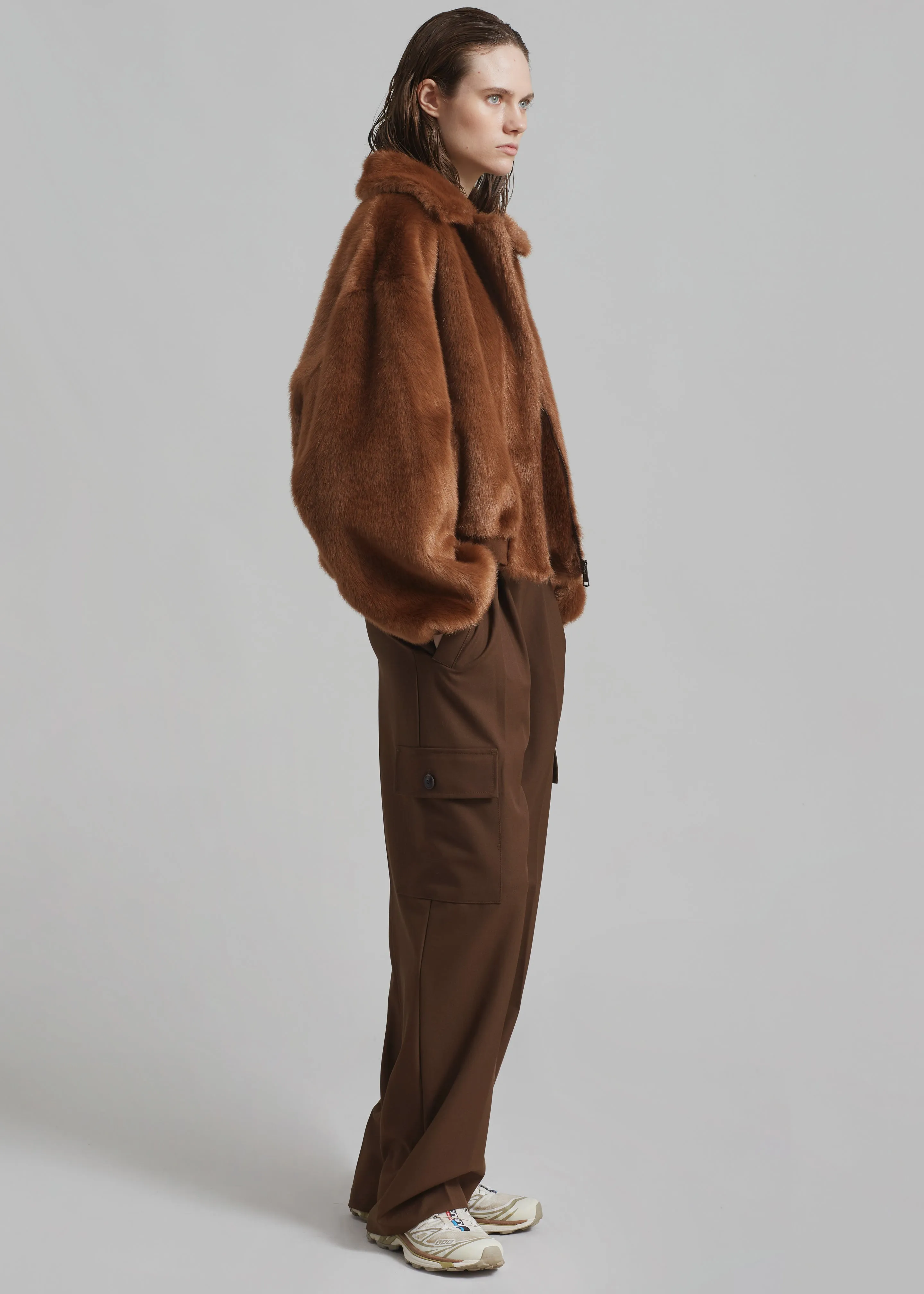 Pam Faux Fur Bomber - Dark Camel sold by Frankie Shop product image thumbnail 2