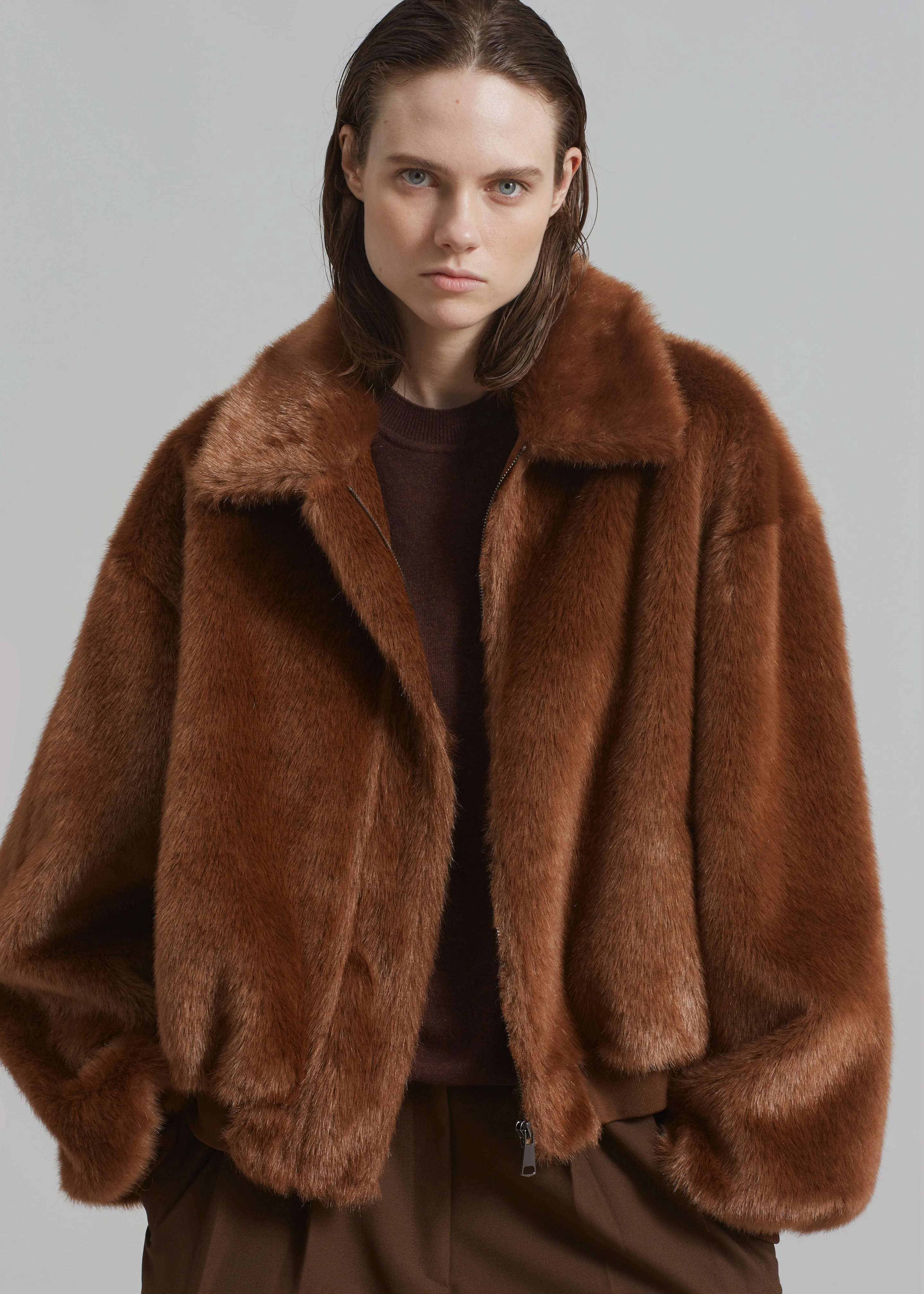 Pam Faux Fur Bomber - Dark Camel sold by Frankie Shop product image thumbnail 3