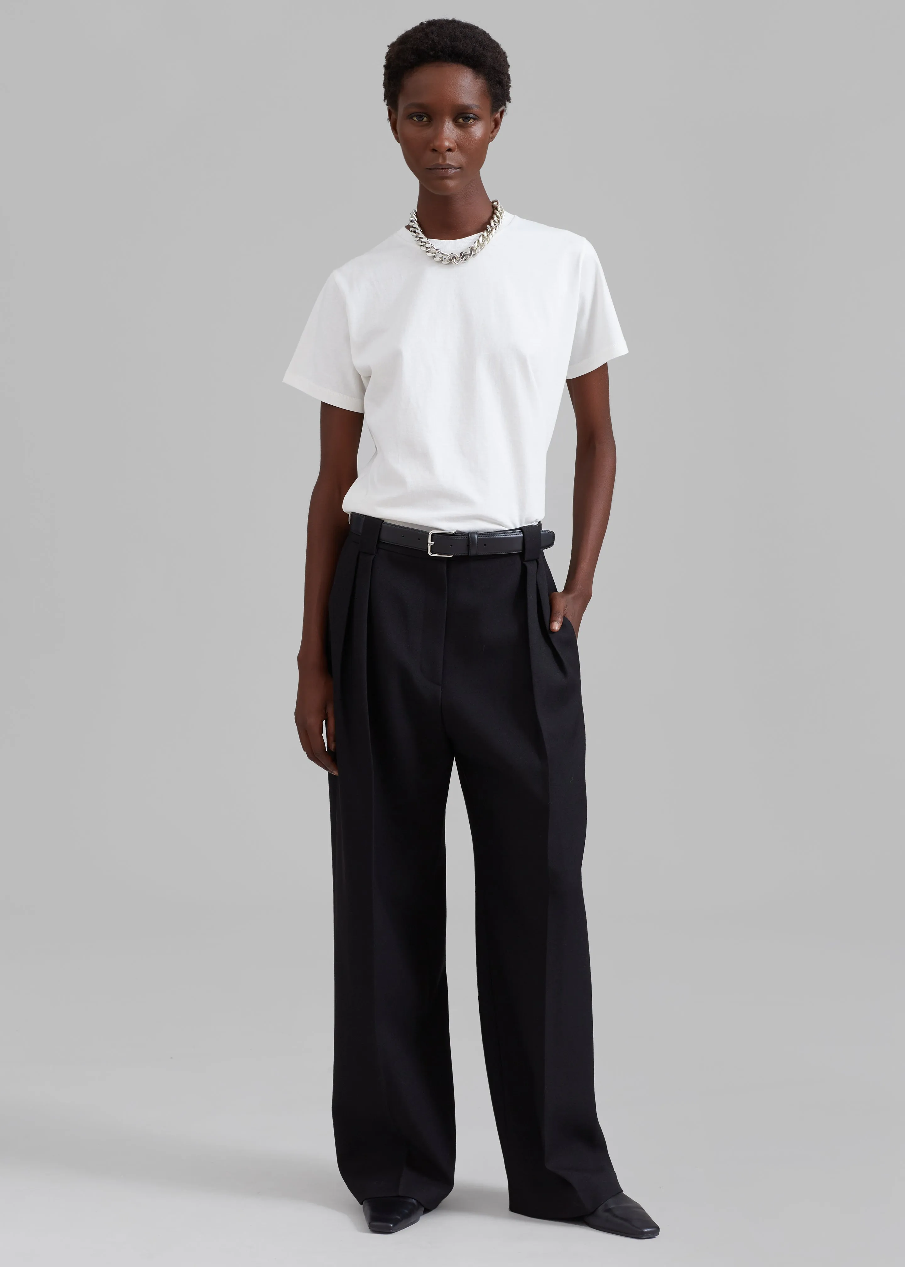 Cian Pintuck Trousers - Black sold by Frankie Shop