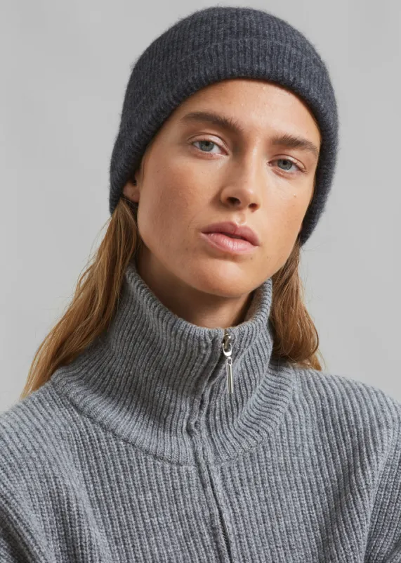 Loulou Studio Gata Cashmere Beanie - Anthracite Melange made by Frankie Shop