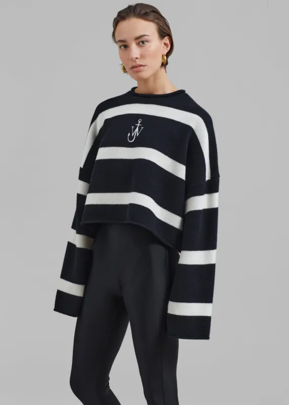 JW Anderson Cropped Anchor Jumper - Black/White made by Frankie Shop