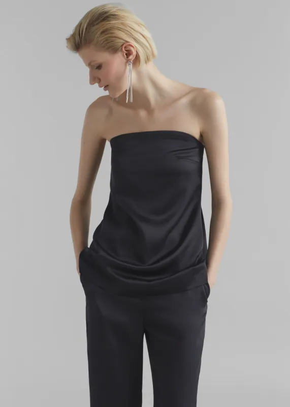 Kit Satin Strapless Top - Black made by Frankie Shop