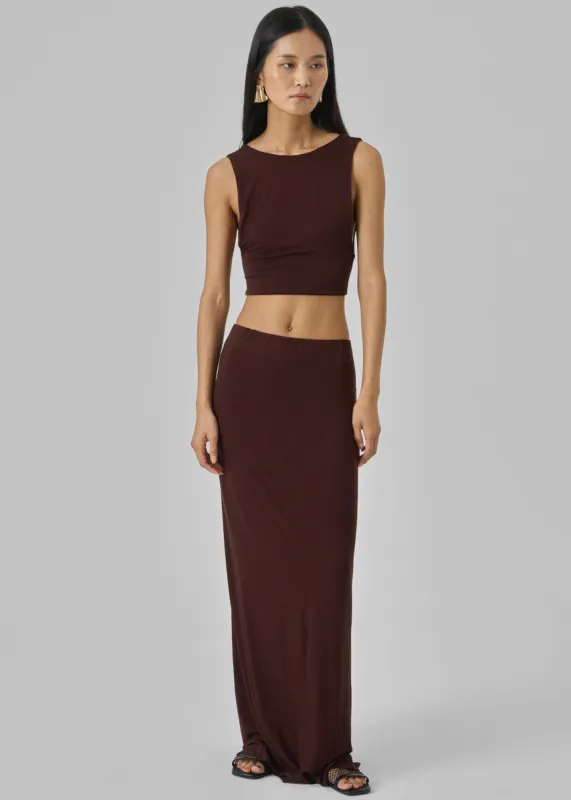 Evangeline Cropped Tank - Brown made by Frankie Shop