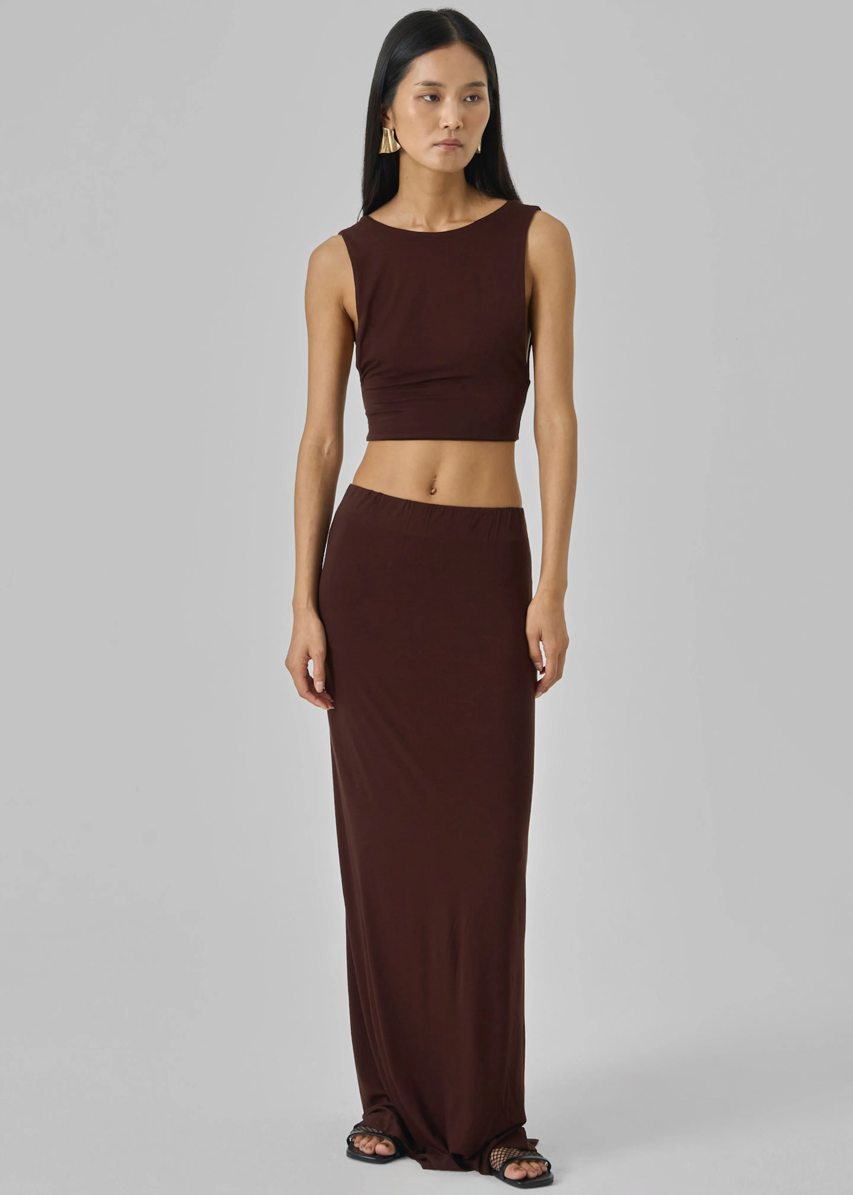 Evangeline Cropped Tank - Brown sold by Frankie Shop
