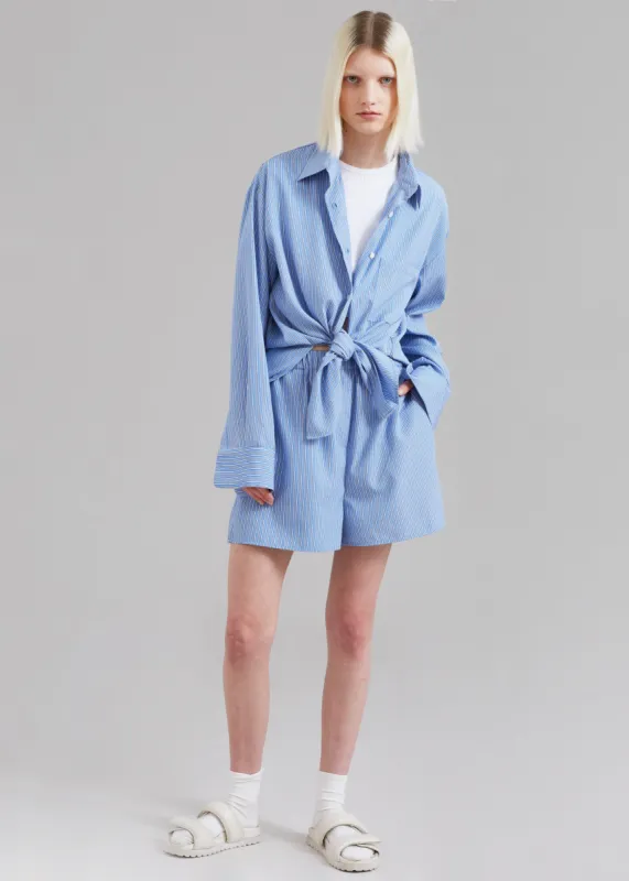 Lui Oxford Boxer Shorts - Light Blue/Black Stripe made by Frankie Shop