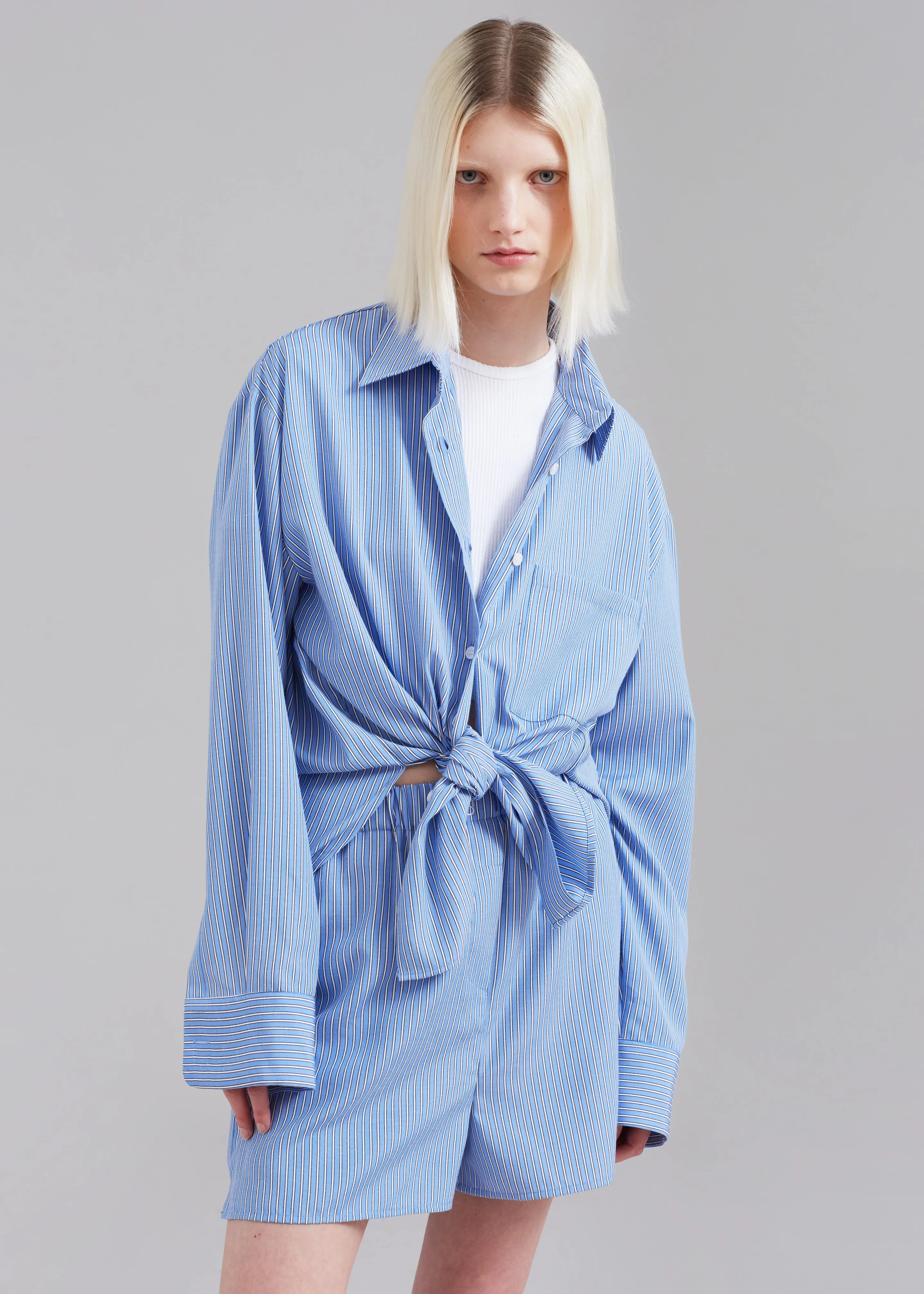 Lui Oxford Boxer Shorts - Light Blue/Black Stripe sold by Frankie Shop product image thumbnail 4