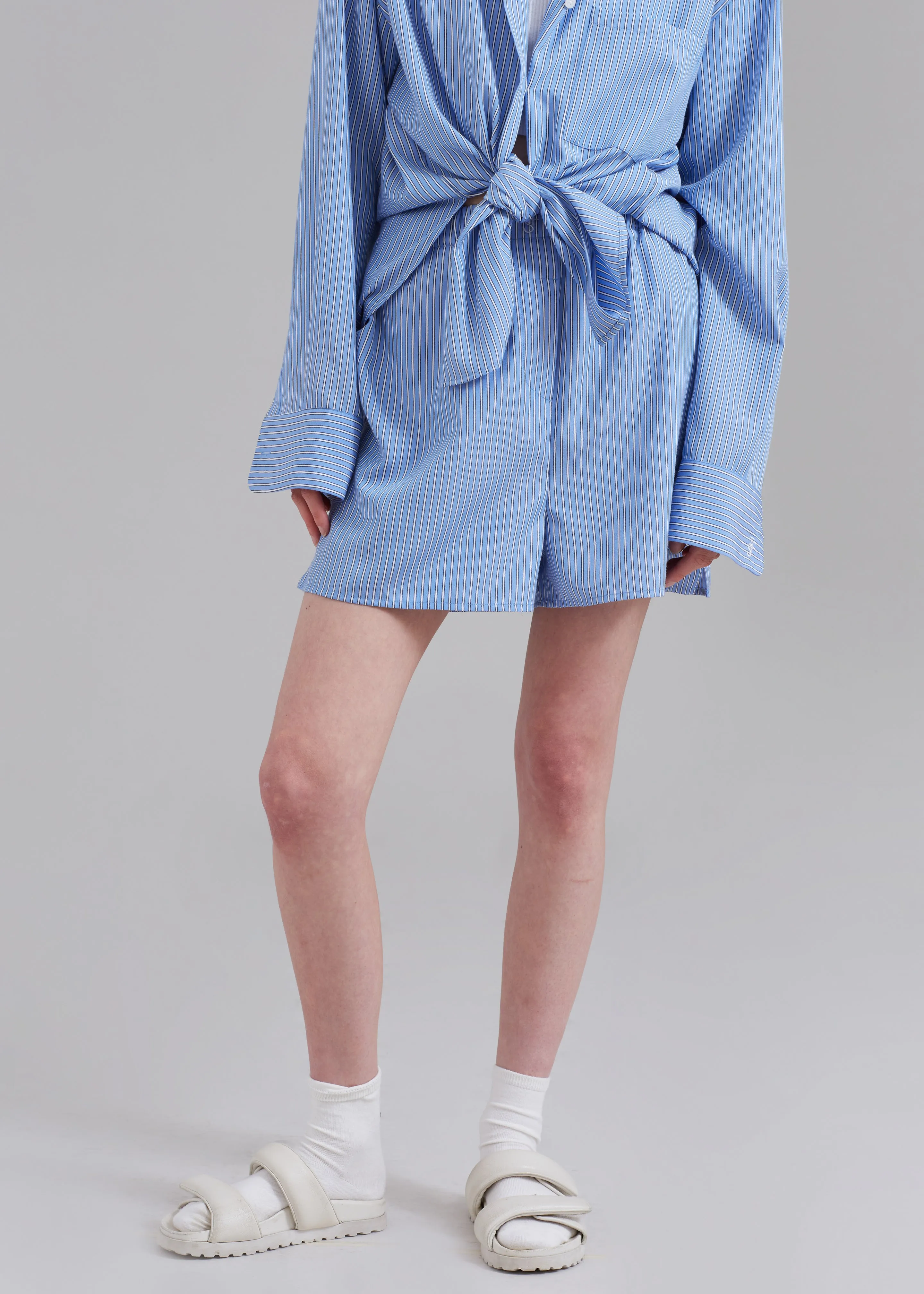 Lui Oxford Boxer Shorts - Light Blue/Black Stripe sold by Frankie Shop product image thumbnail 3