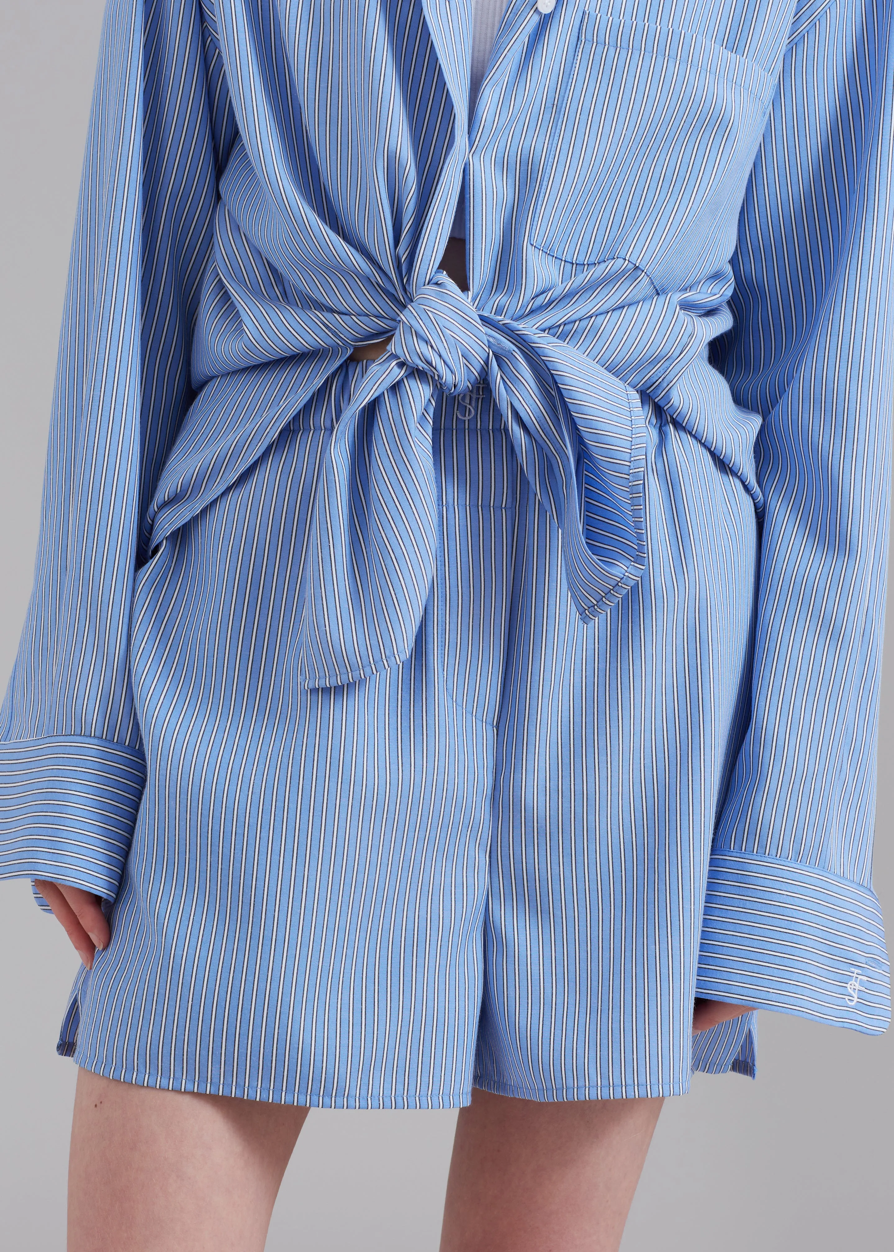 Lui Oxford Boxer Shorts - Light Blue/Black Stripe sold by Frankie Shop product image thumbnail 5