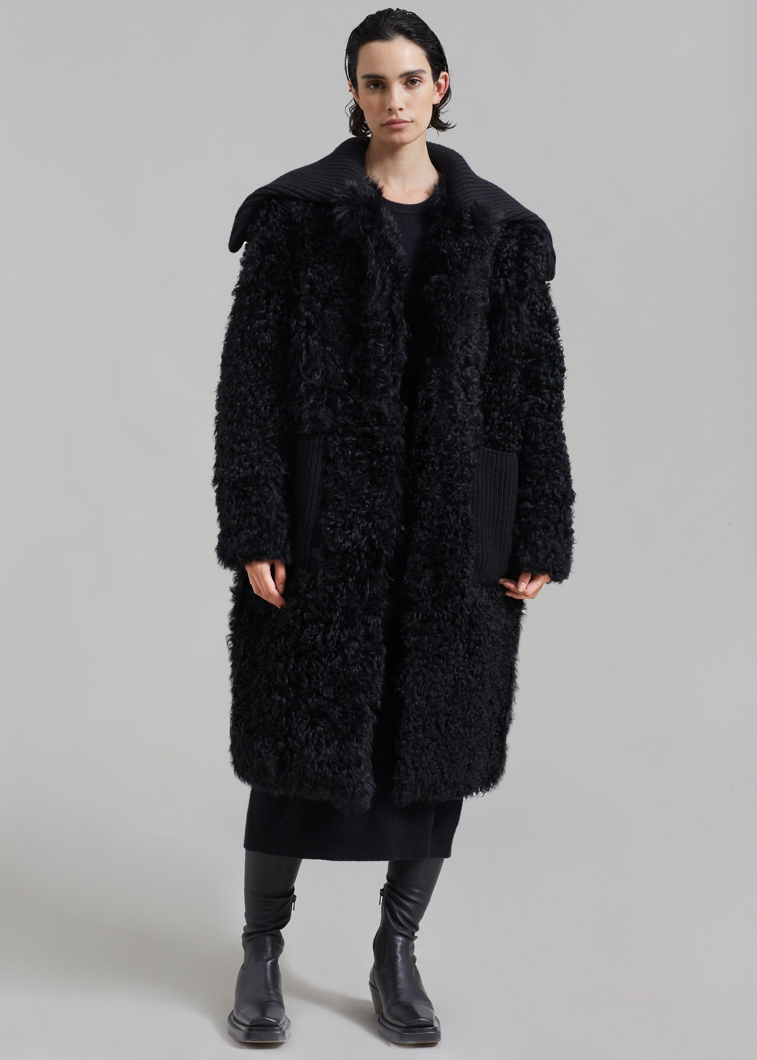 Loulou Studio Orso Fur Coat - Black sold by Frankie Shop product image thumbnail 3