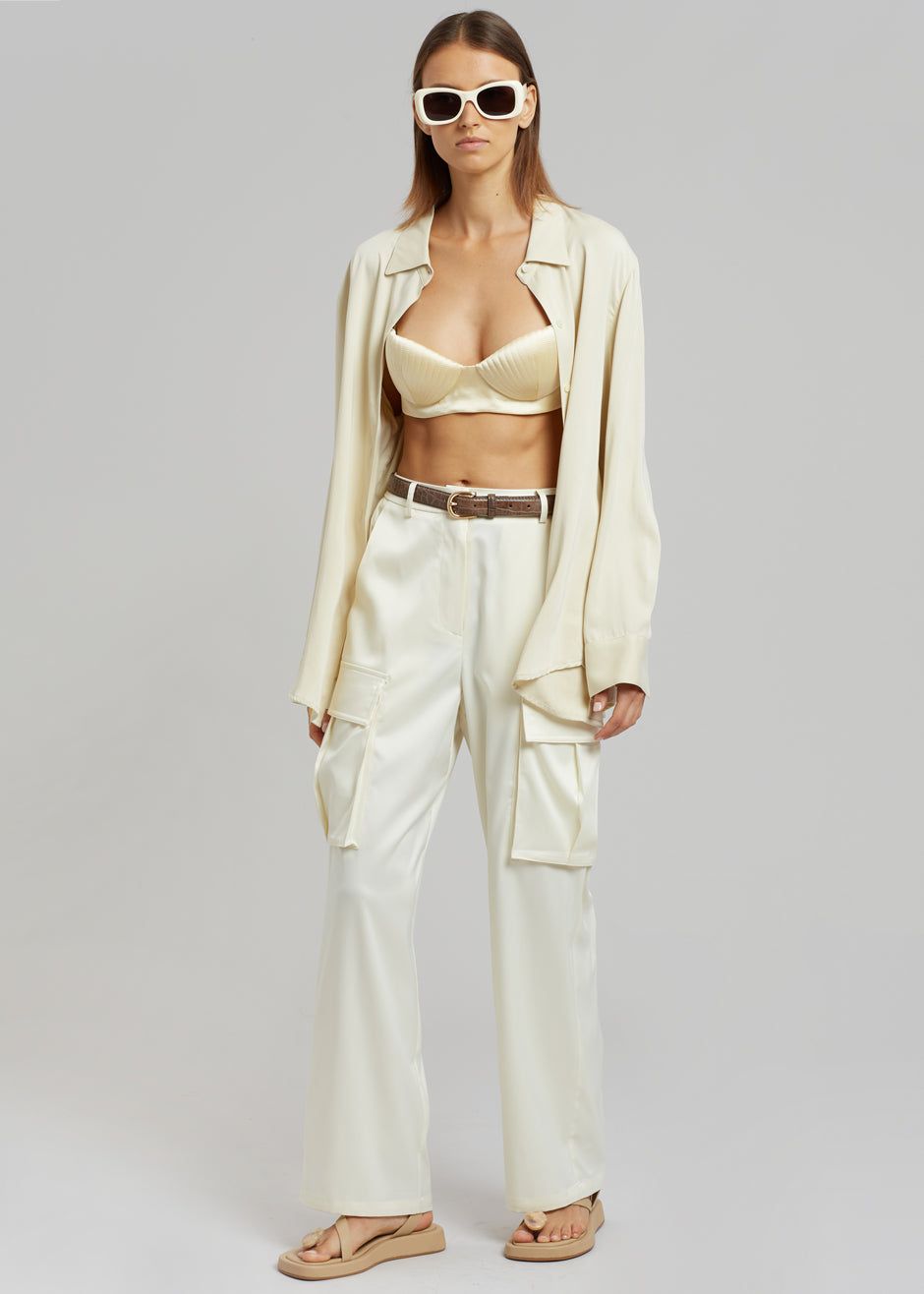 Bevza Seashell Short Bustier Top - Champagne sold by Frankie Shop