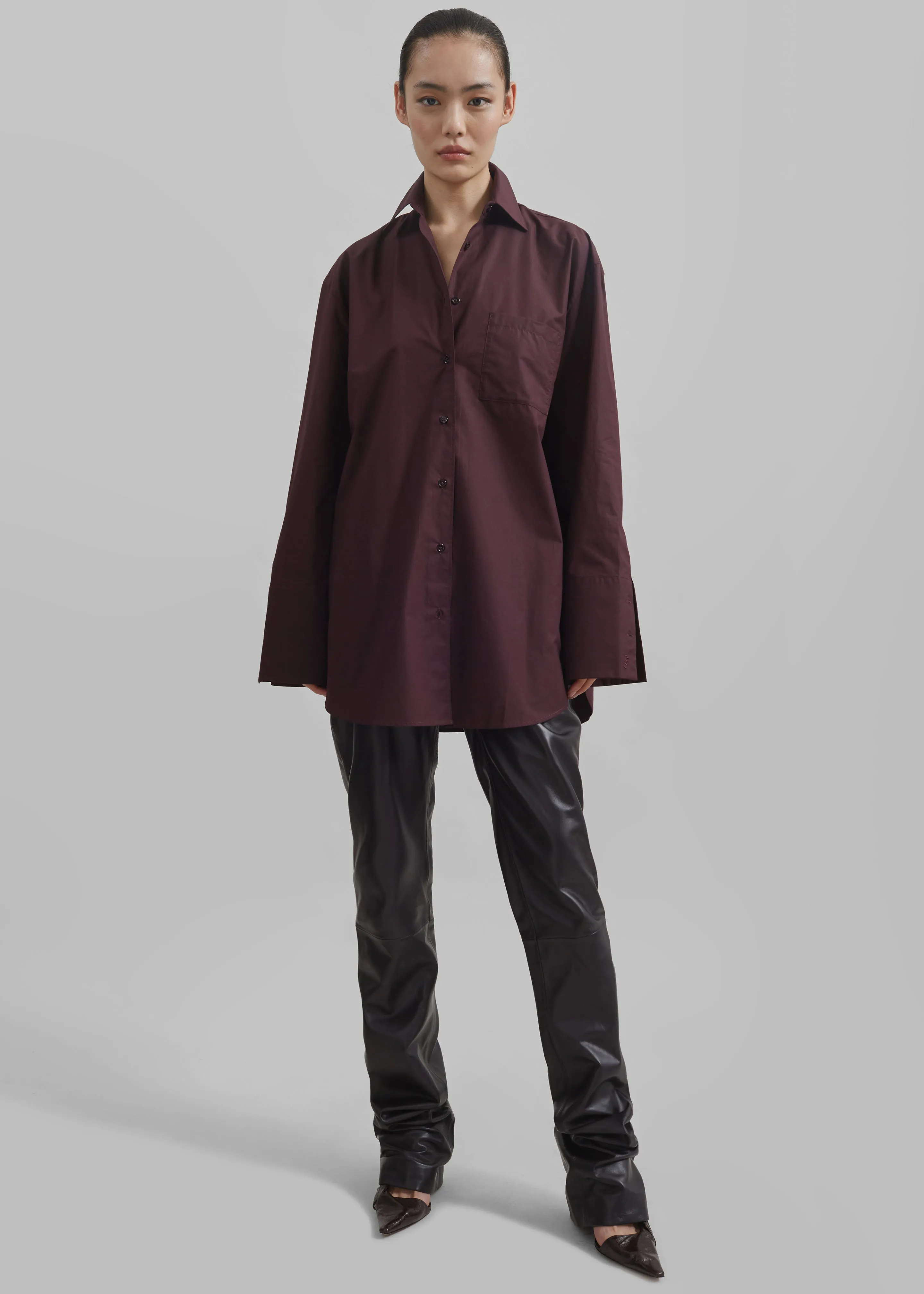 Ziggy Long Leather Pants - Dark Plum sold by Frankie Shop product image thumbnail 5