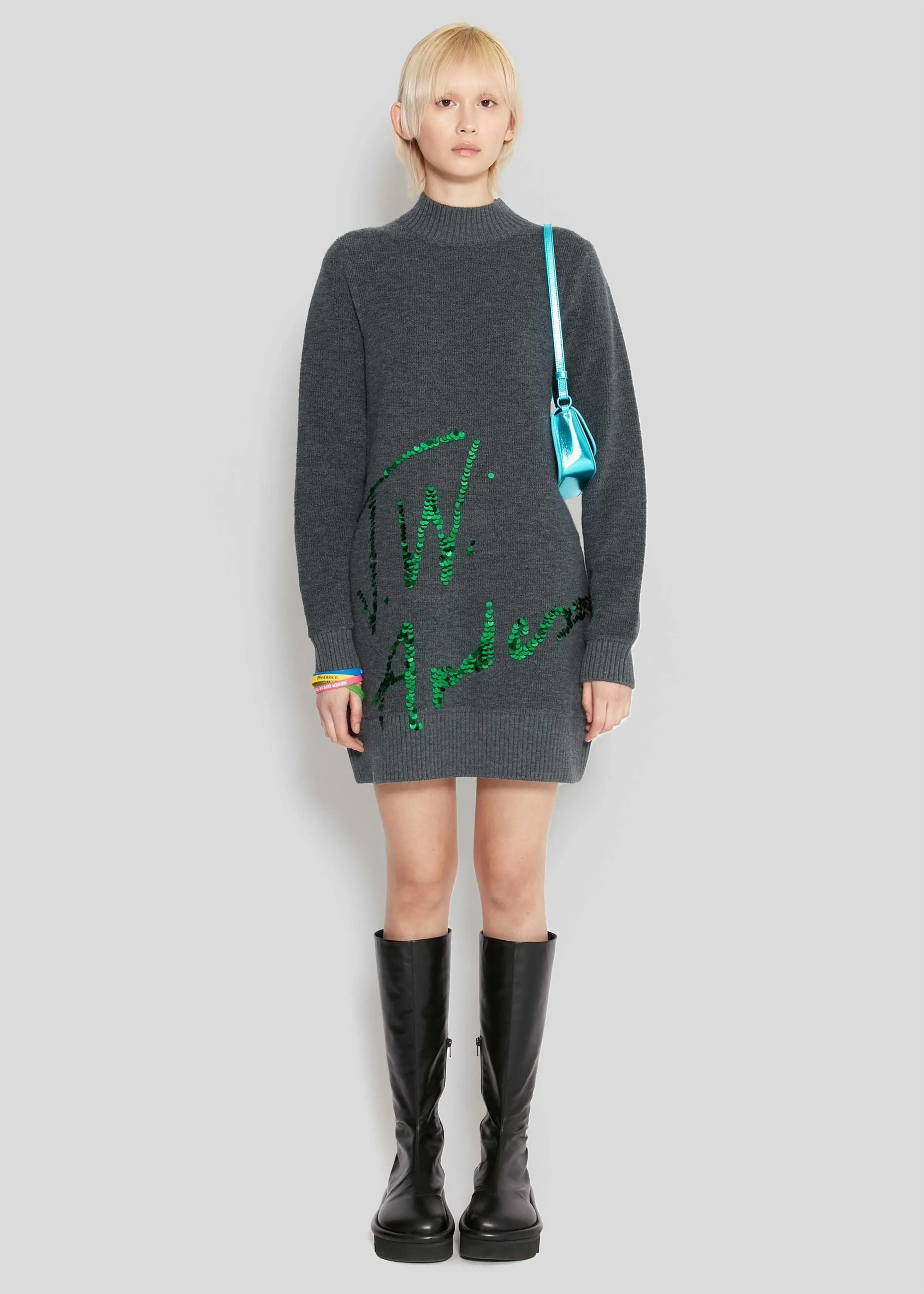 JW Anderson Long Sleeve Sequins Logo Mini Dress - Grey sold by Frankie Shop product image thumbnail 2
