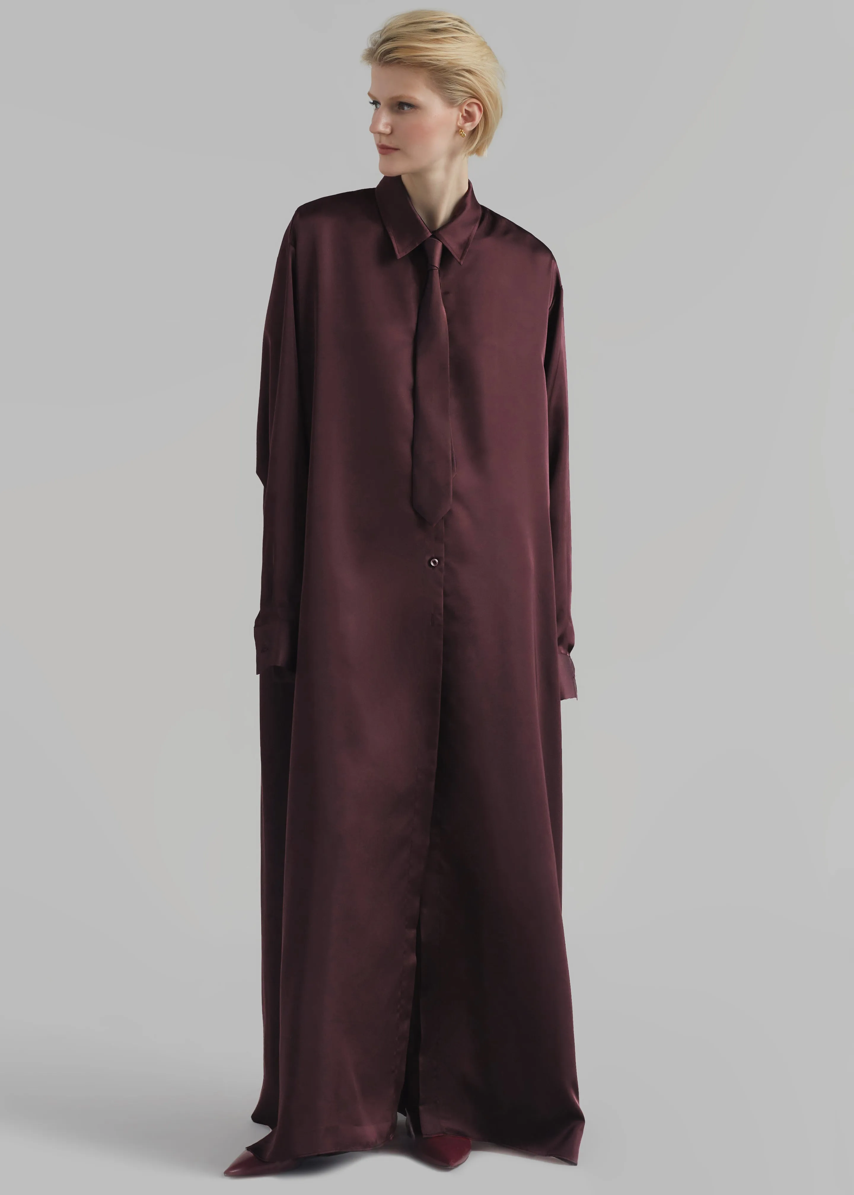 Avery Satin Shirt Dress - Burgundy sold by Frankie Shop product image thumbnail 3