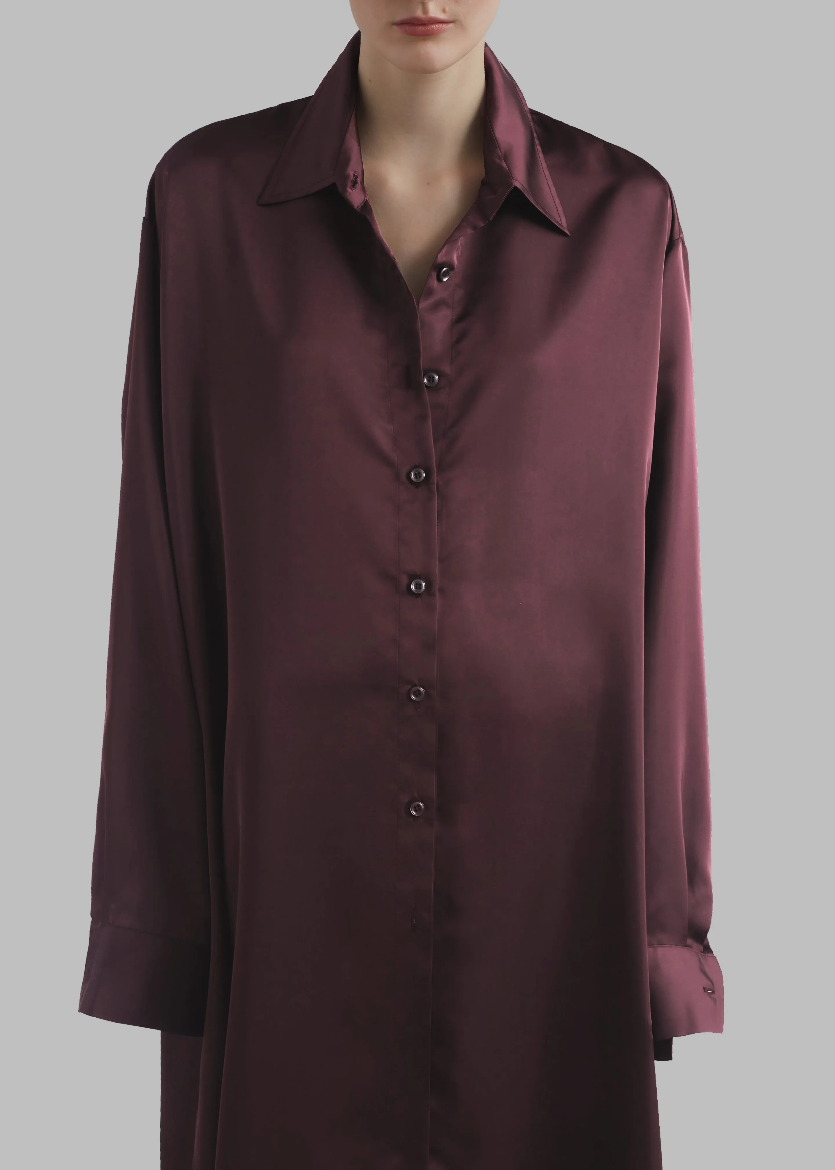 Avery Satin Shirt Dress - Burgundy sold by Frankie Shop product image thumbnail 5