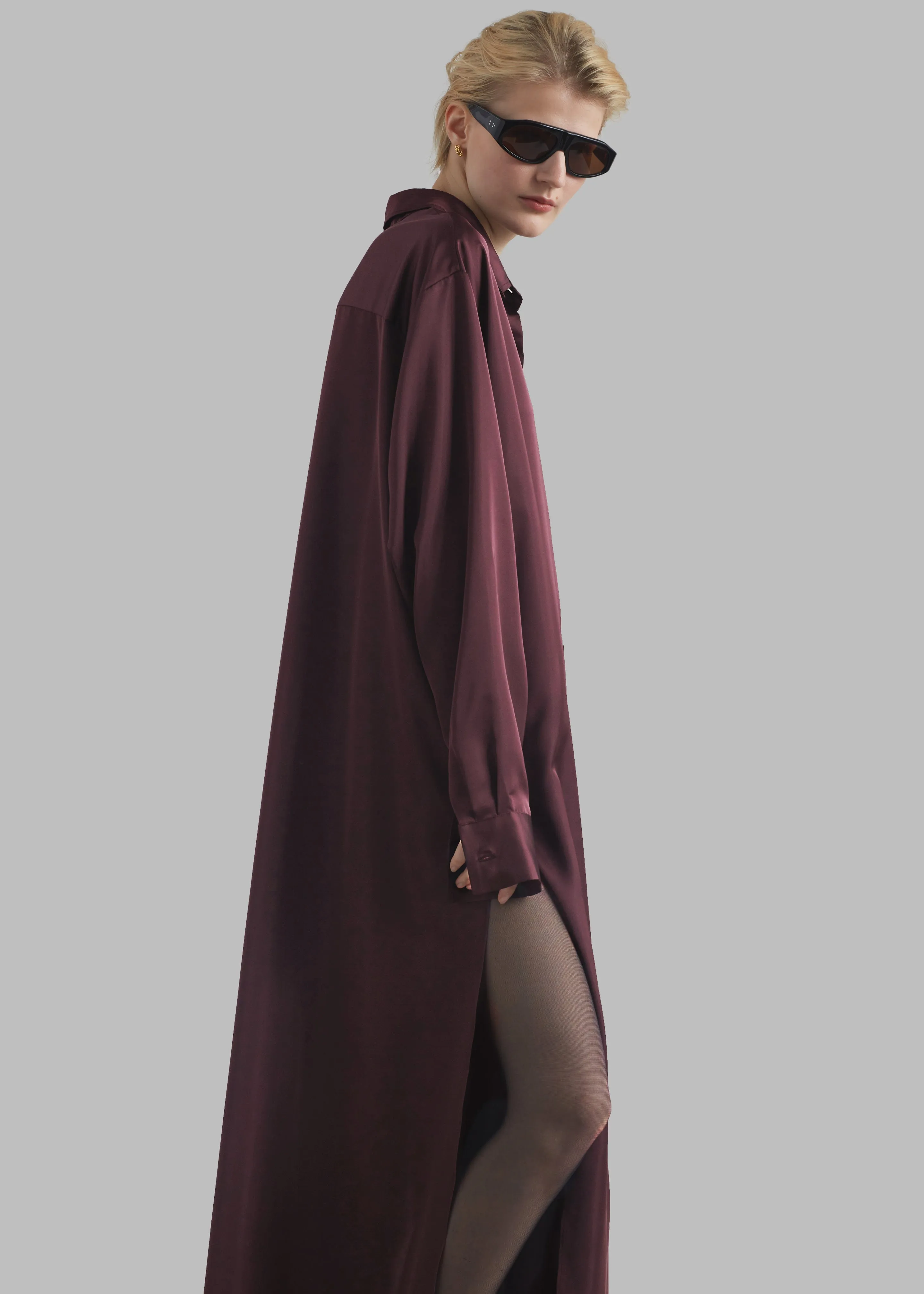 Avery Satin Shirt Dress - Burgundy sold by Frankie Shop product image thumbnail 4