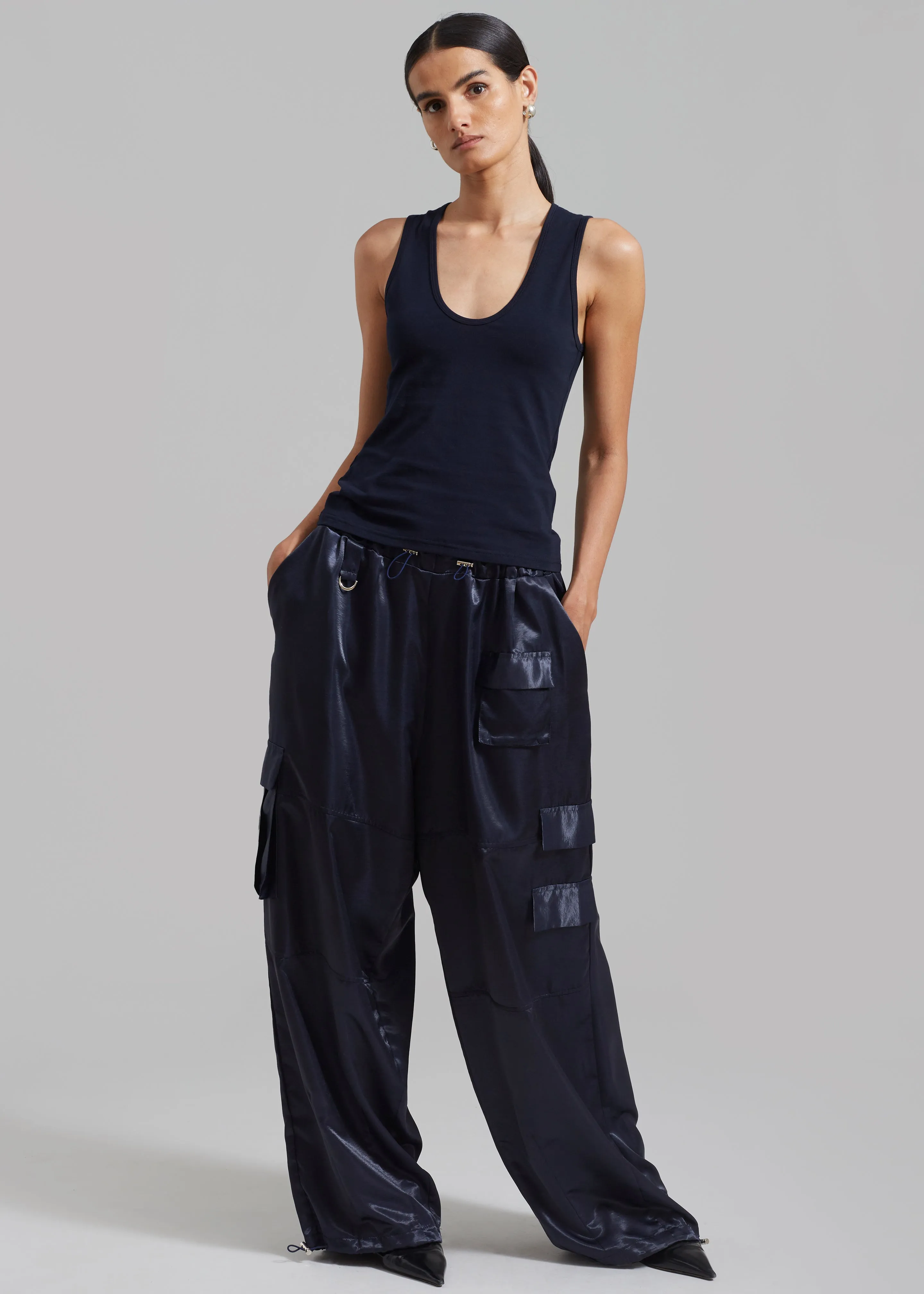 Delaney Satin Cargo Pants - Navy sold by Frankie Shop product image thumbnail 3