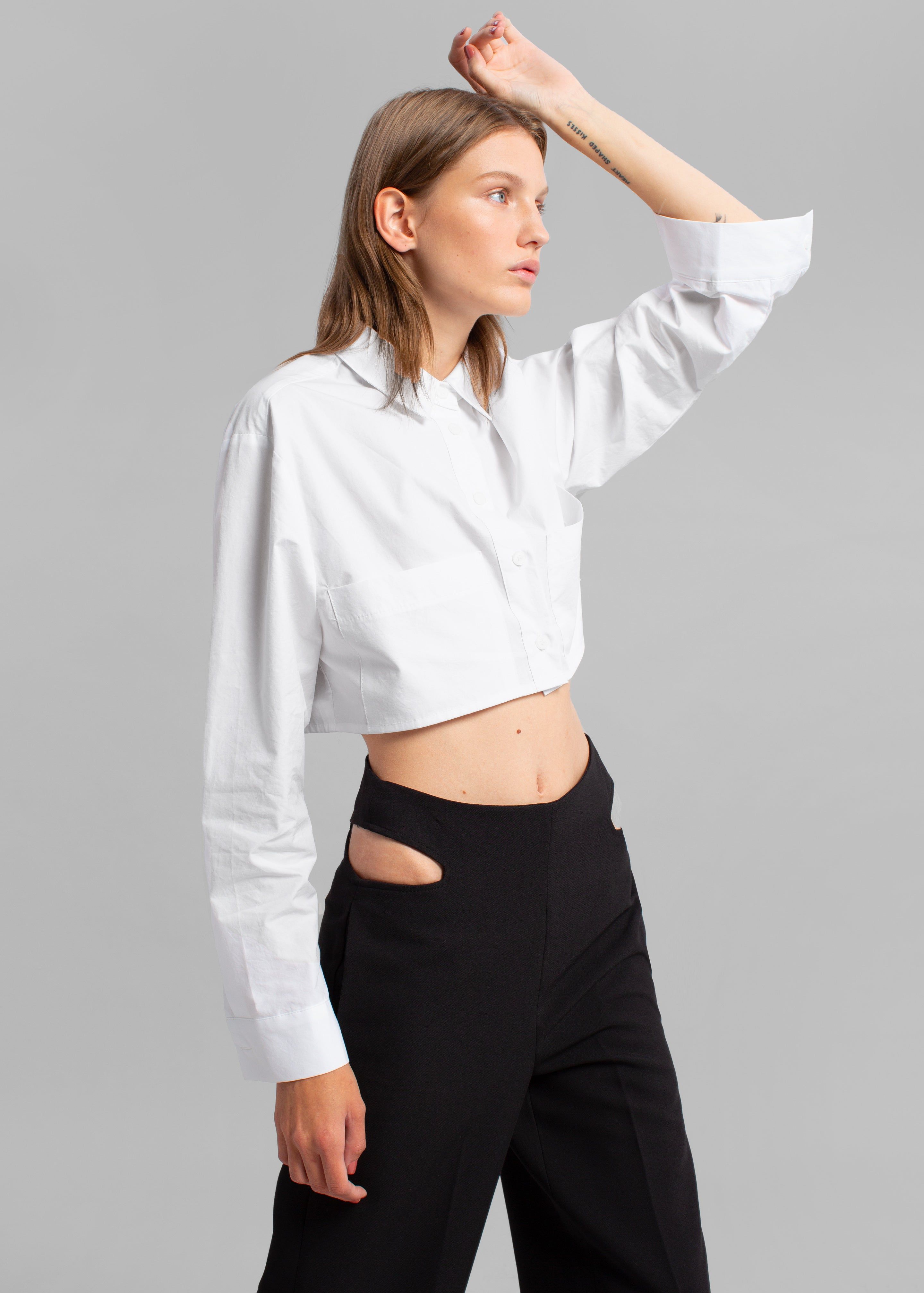 Elo Cropped Pocket Shirt - White sold by Frankie Shop product image thumbnail 4