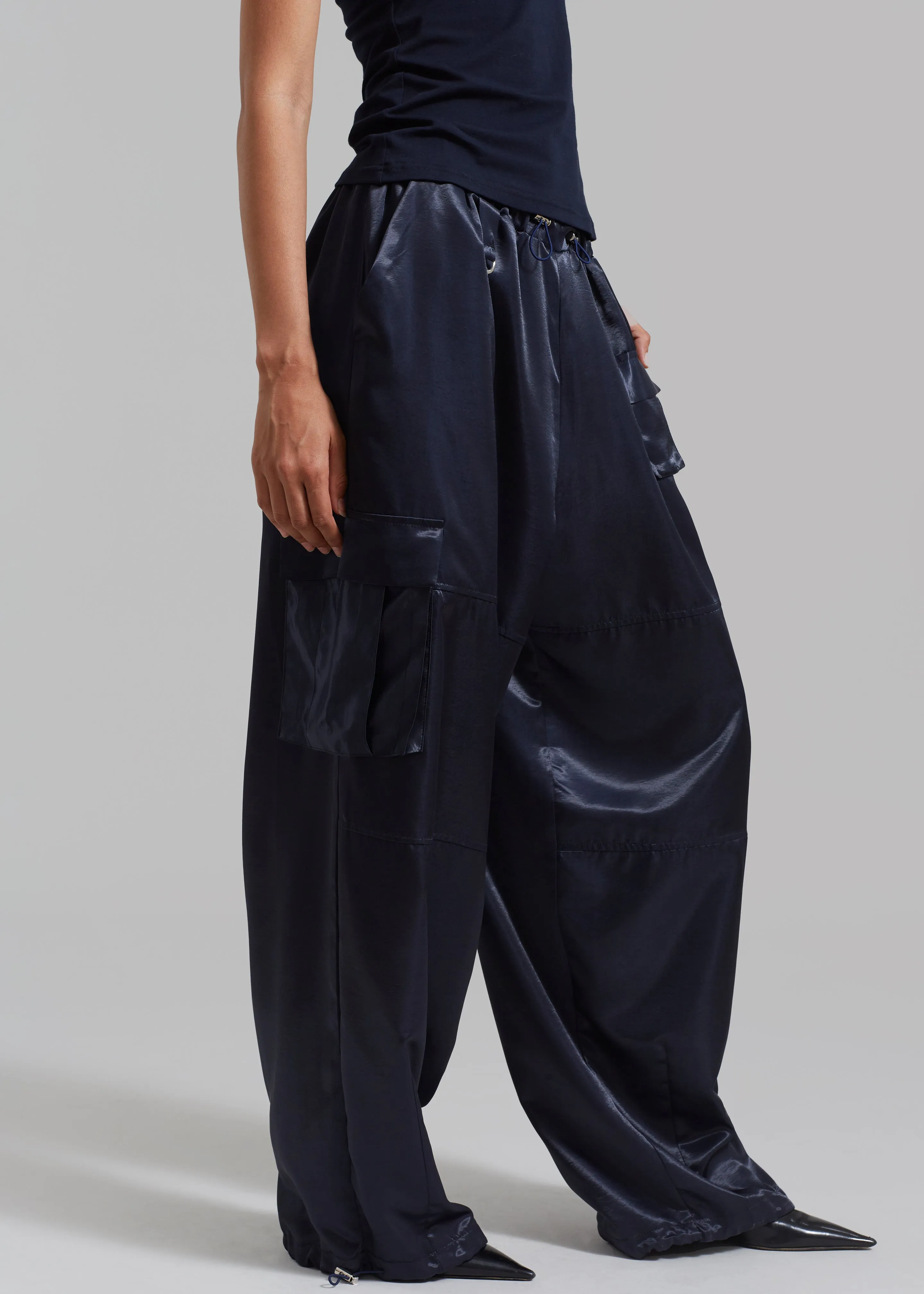 L'Appartement ◆ Drape Satin Cargo Pants L'Appartement】 Drape Satin Cargo Pants