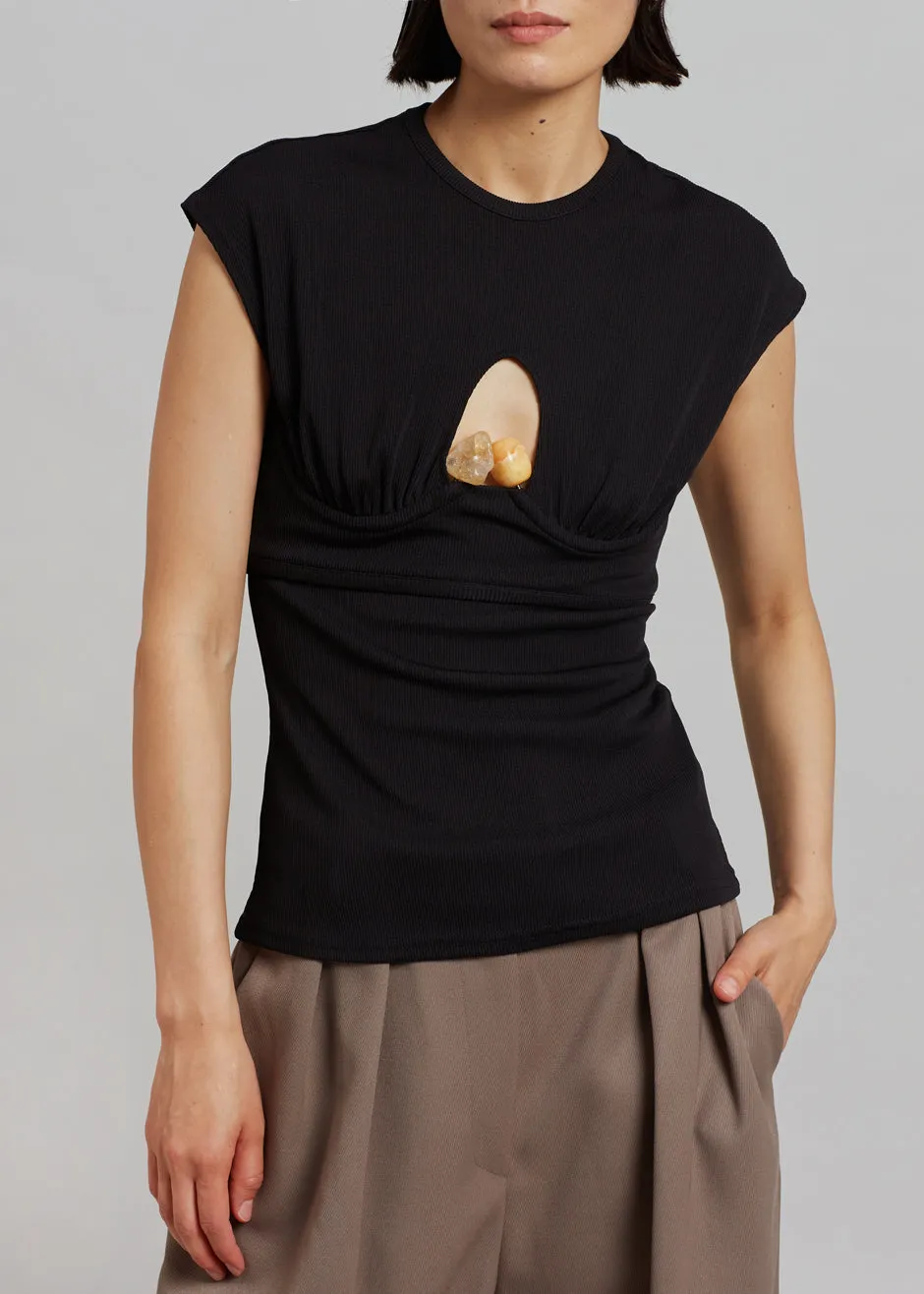 Christopher Esber Underbust Quartz Ribbed Tank - Black/Yellow Stones sold by Frankie Shop product image thumbnail 5