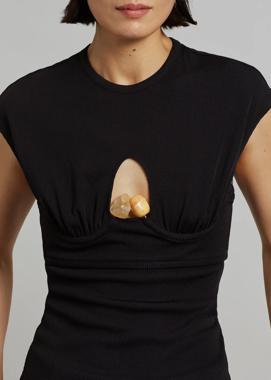 Christopher Esber Underbust Quartz Ribbed Tank - Black/Yellow Stones sold by Frankie Shop product image thumbnail 2