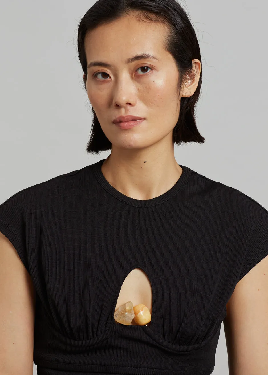 Christopher Esber Underbust Quartz Ribbed Tank - Black/Yellow Stones sold by Frankie Shop product image thumbnail 4