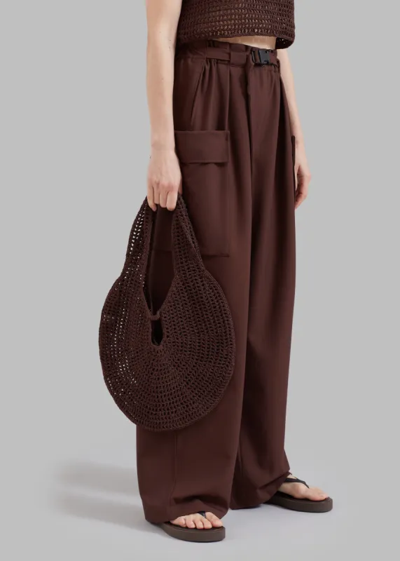 Low Classic Crochet Hobo Bag - Brown made by Frankie Shop