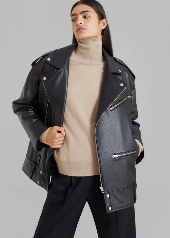 Jax Leather Biker Jacket - Black made by Frankie Shop