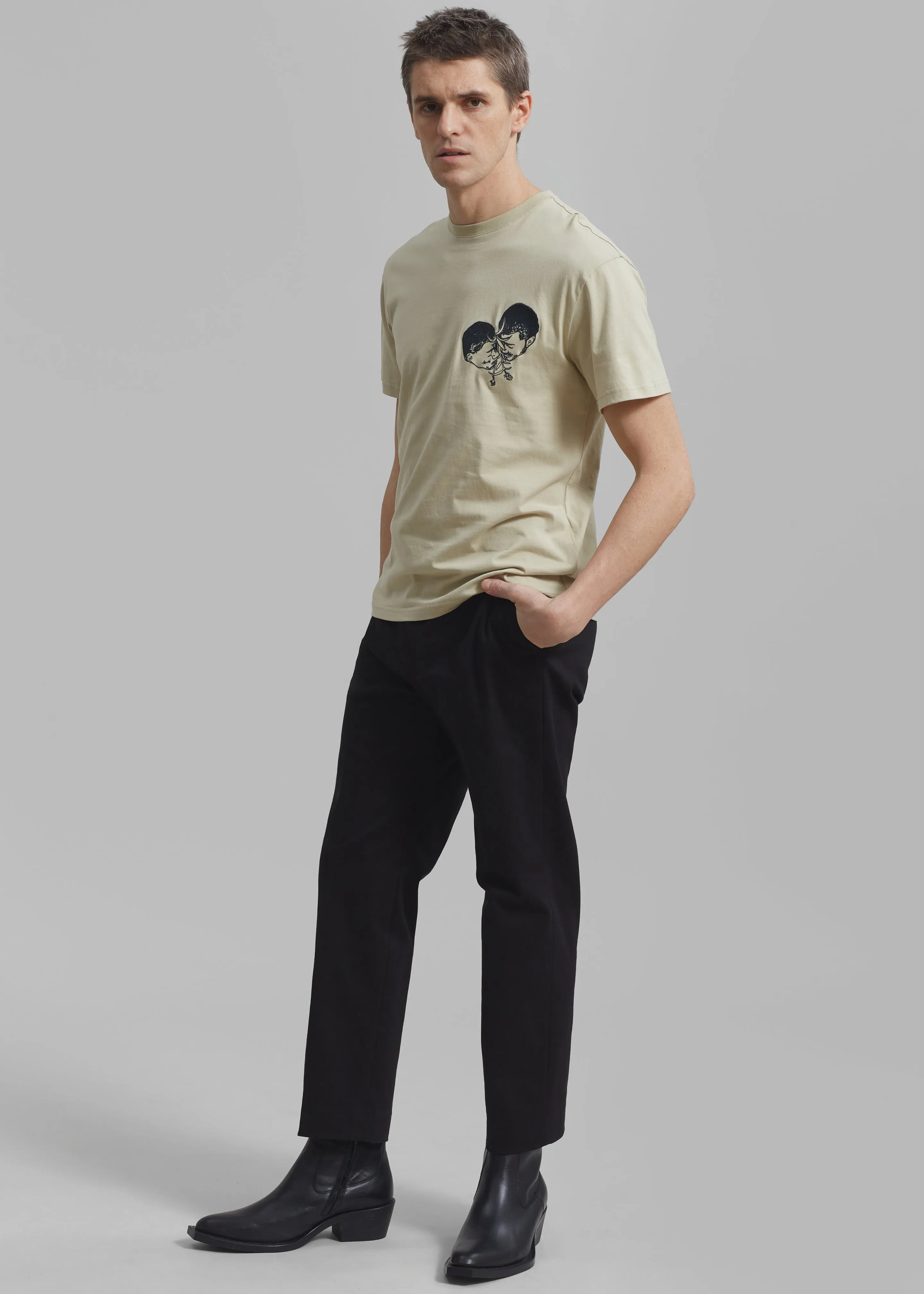 JW Anderson Polo Couple Embroidery T-Shirt - Beige sold by Frankie Shop