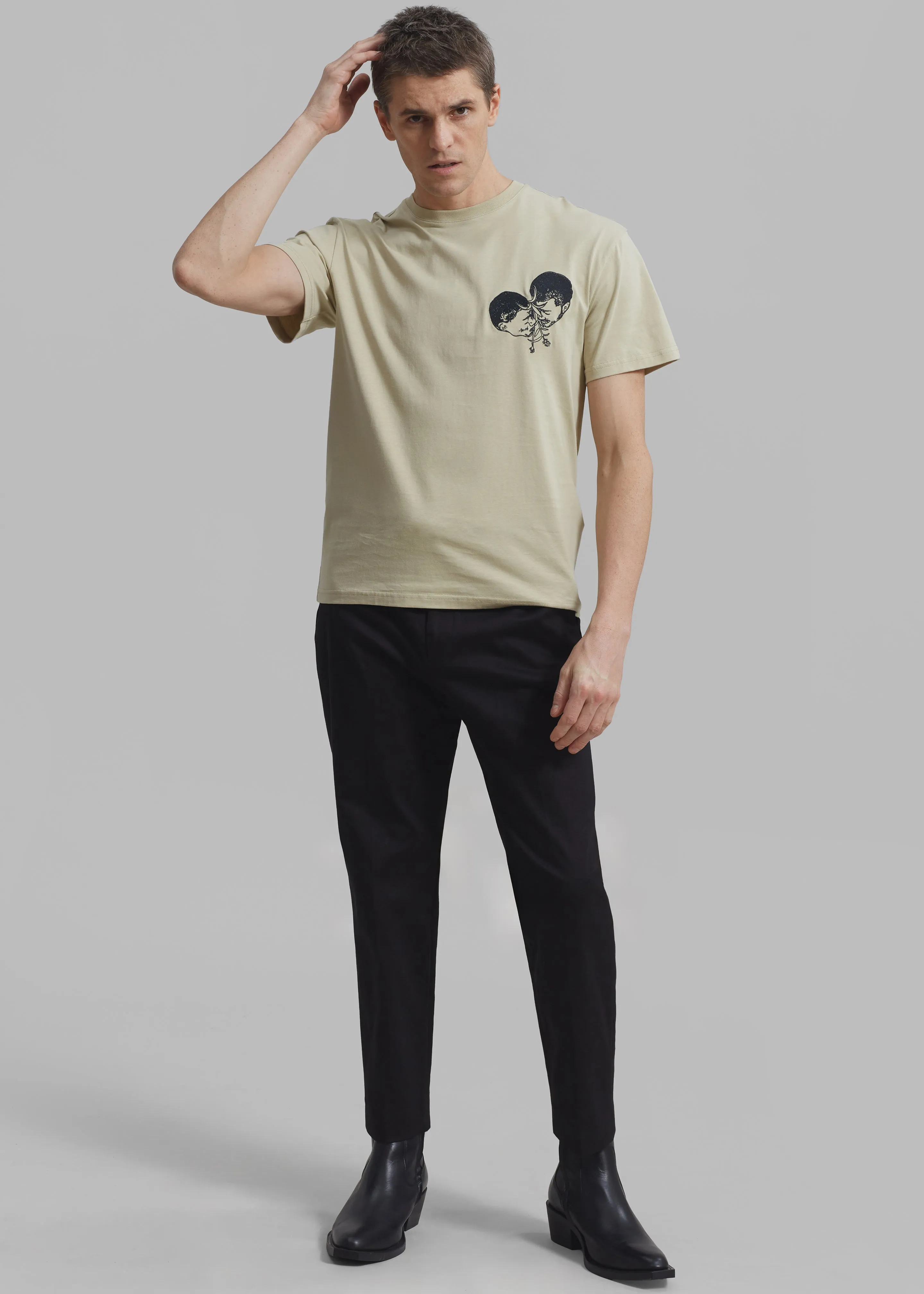 JW Anderson Polo Couple Embroidery T-Shirt - Beige sold by Frankie Shop product image thumbnail 4