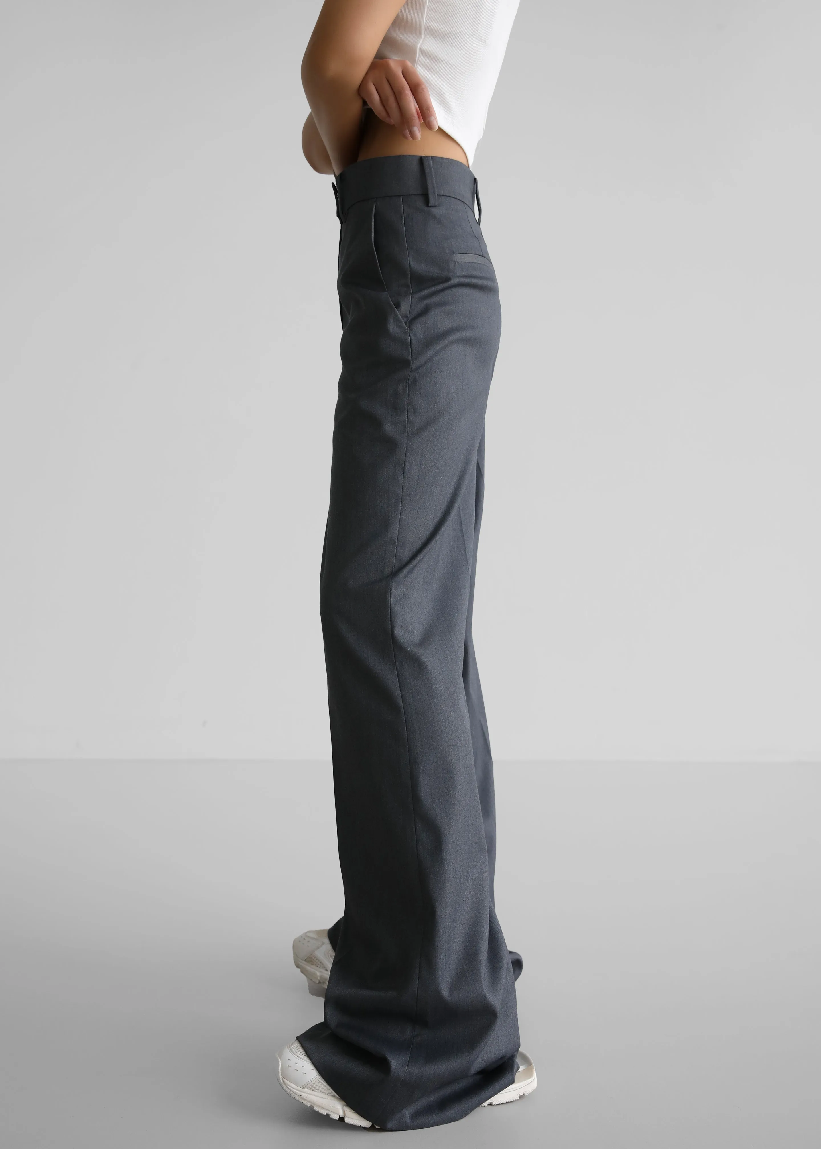 Daphne Wide Trousers - Dark Grey sold by Frankie Shop