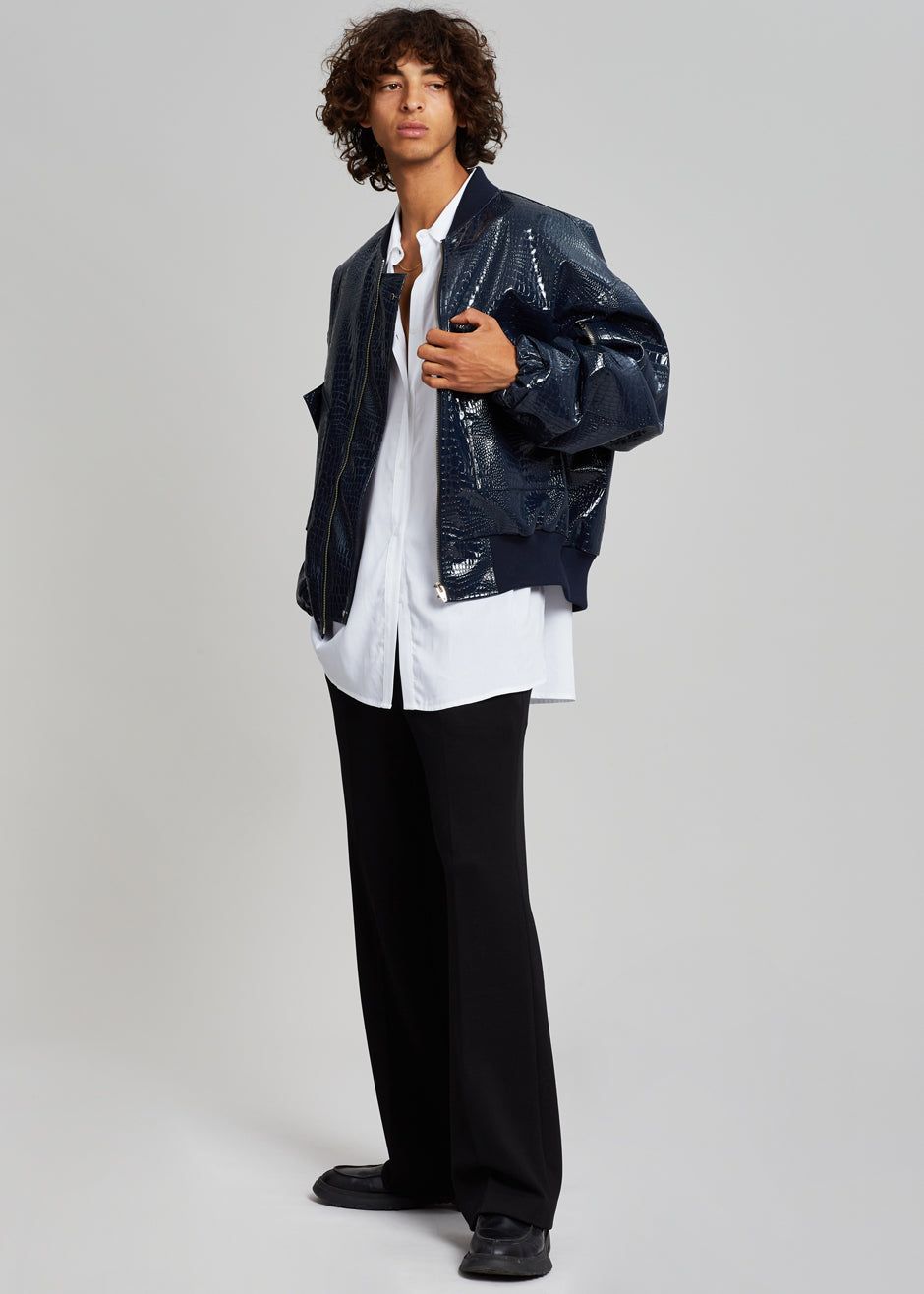Hane Croc-Effect Bomber - Navy sold by Frankie Shop product image thumbnail 4