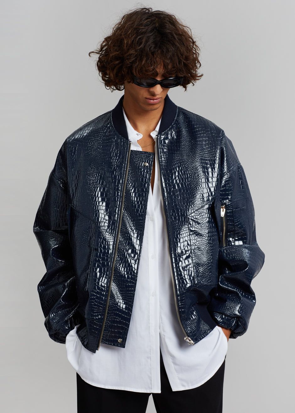 Hane Croc-Effect Bomber - Navy sold by Frankie Shop product image thumbnail 7