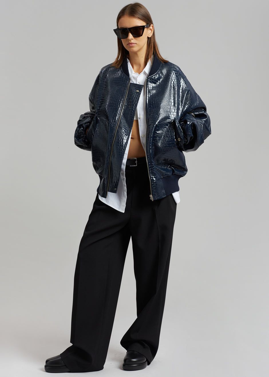 Hane Croc-Effect Bomber - Navy sold by Frankie Shop product image thumbnail 5