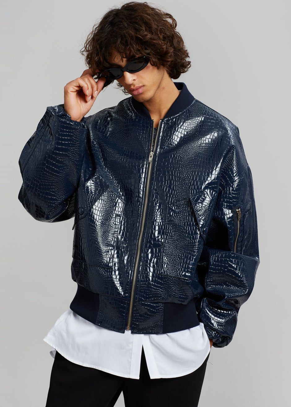 Hane Croc-Effect Bomber - Navy sold by Frankie Shop product image thumbnail 9