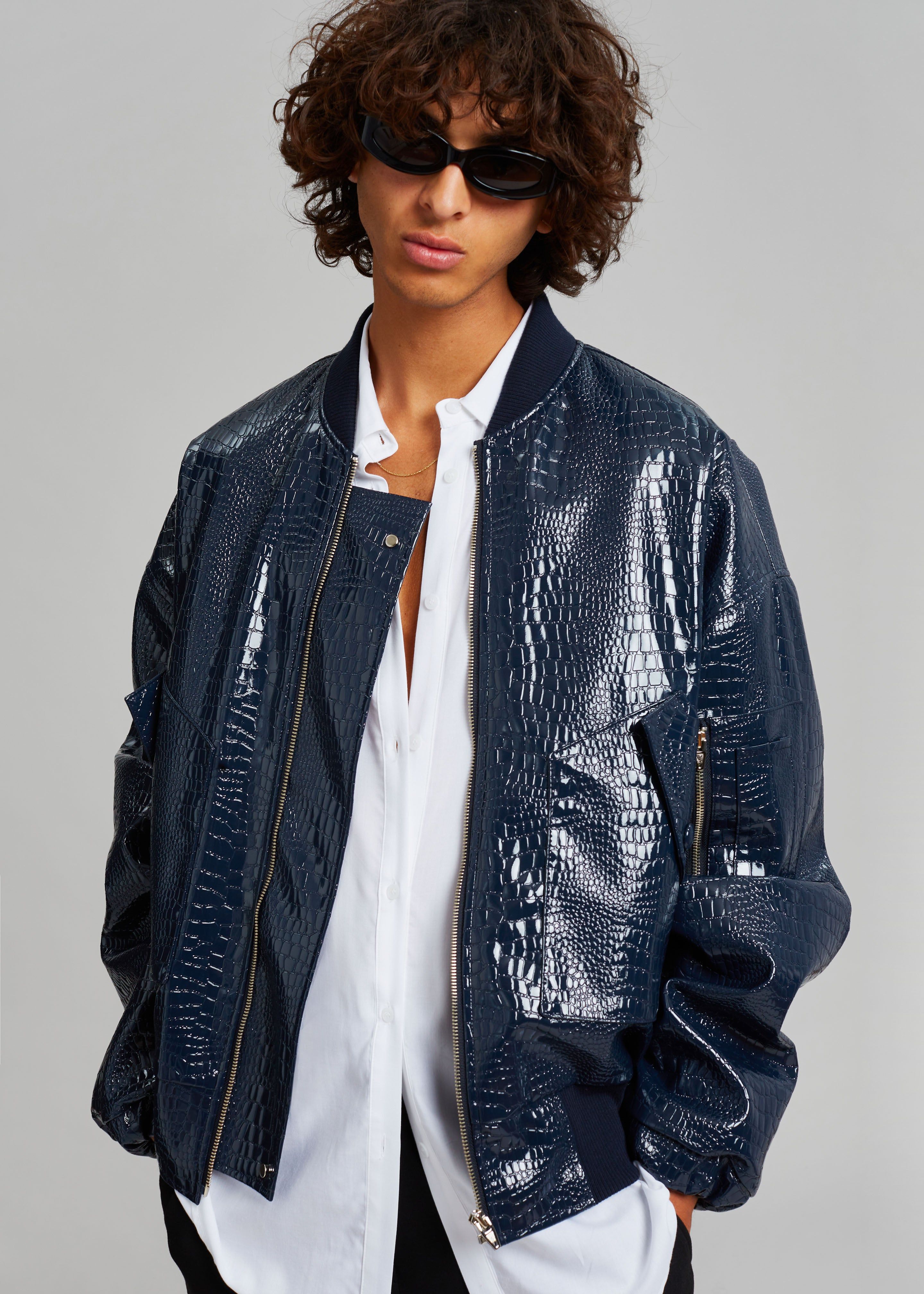 Hane Croc-Effect Bomber - Navy sold by Frankie Shop product image thumbnail 12