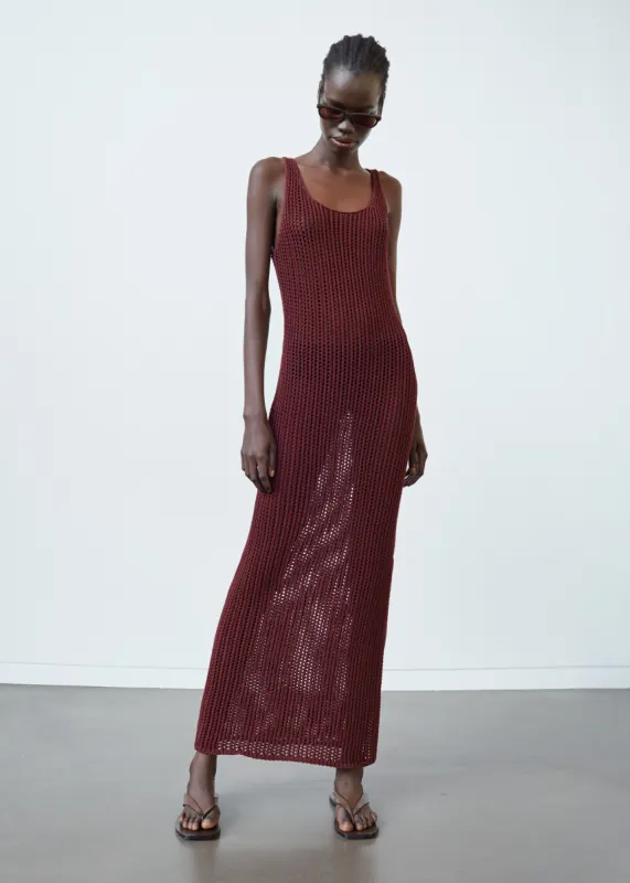 Adrienna Crochet Maxi Dress - Burgundy sold by Frankie Shop