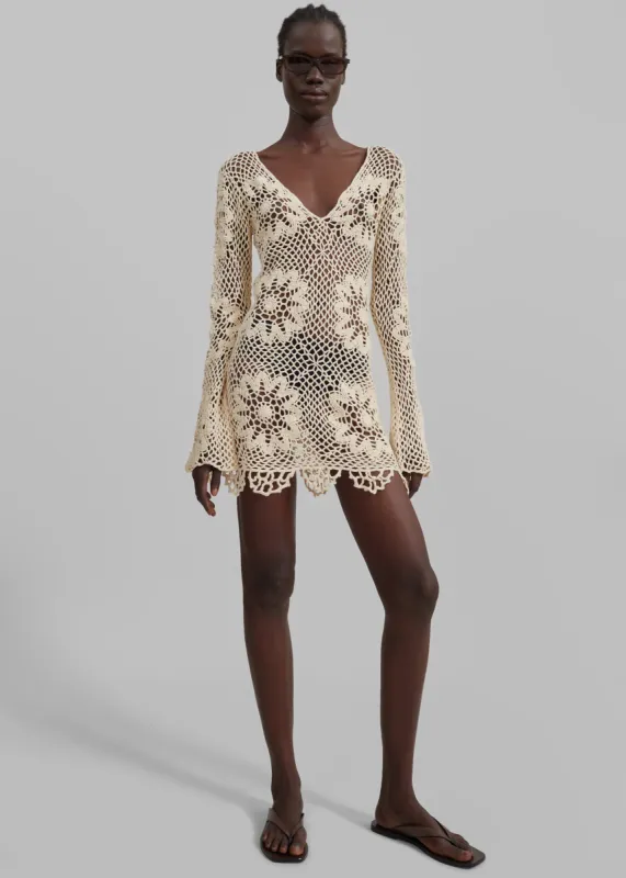 The Garment Egypt Short Crochet Dress - Bone made by Frankie Shop