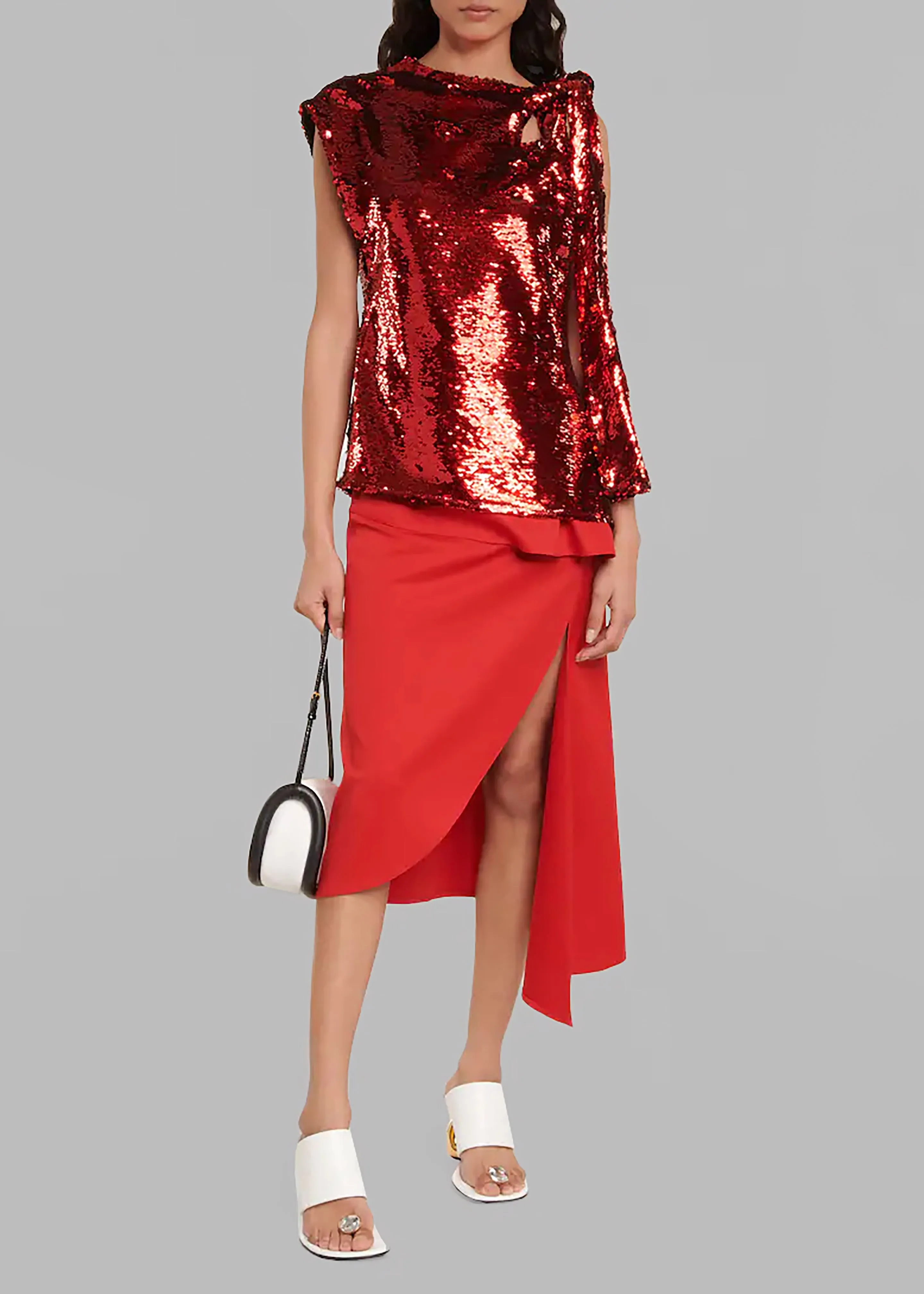 JW Anderson Cutout Sequin Asymmetric Tank Top - Scarlet sold by Frankie Shop product image thumbnail 2