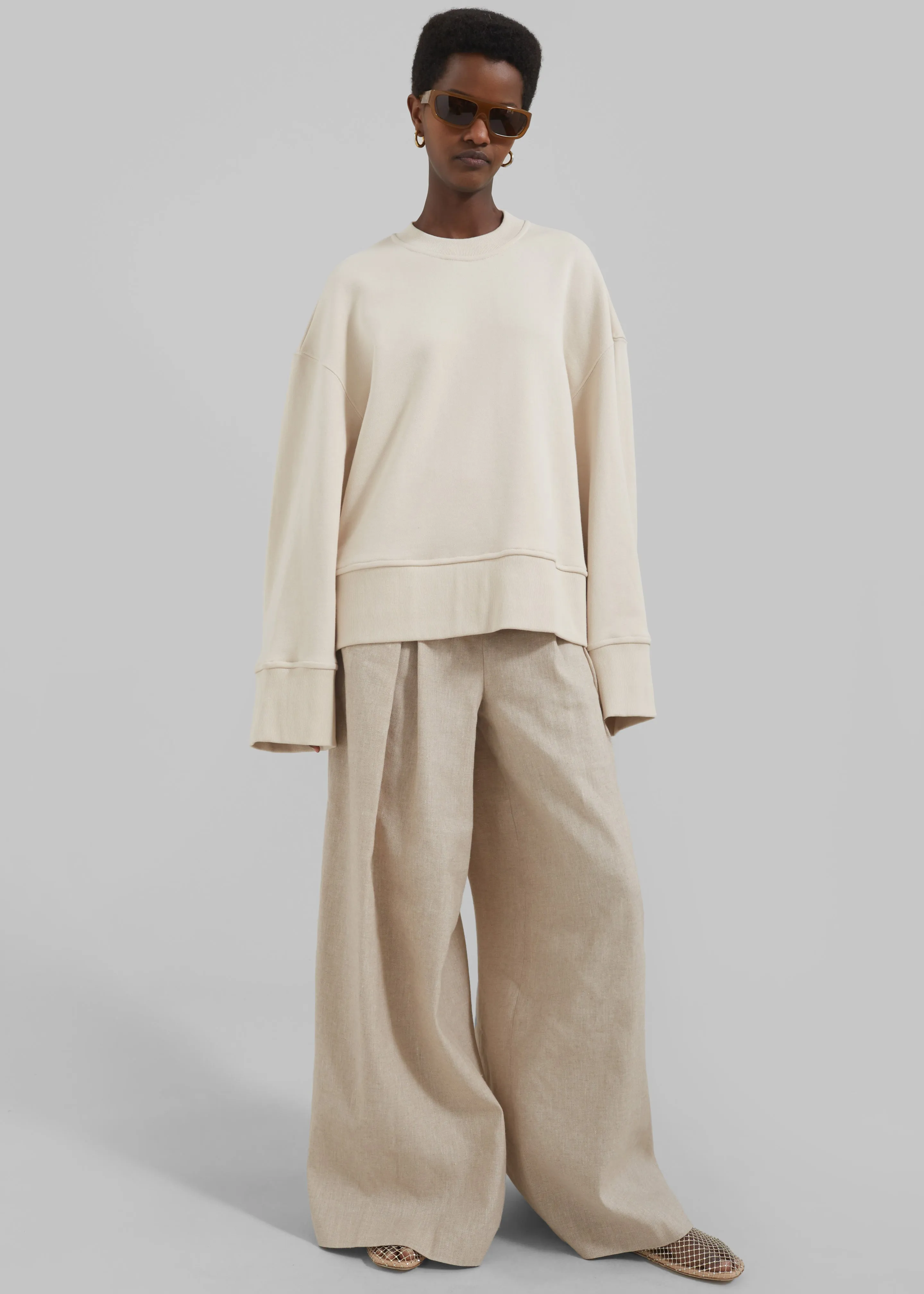 The Garment Lino Wide Leg Trousers - Linen sold by Frankie Shop