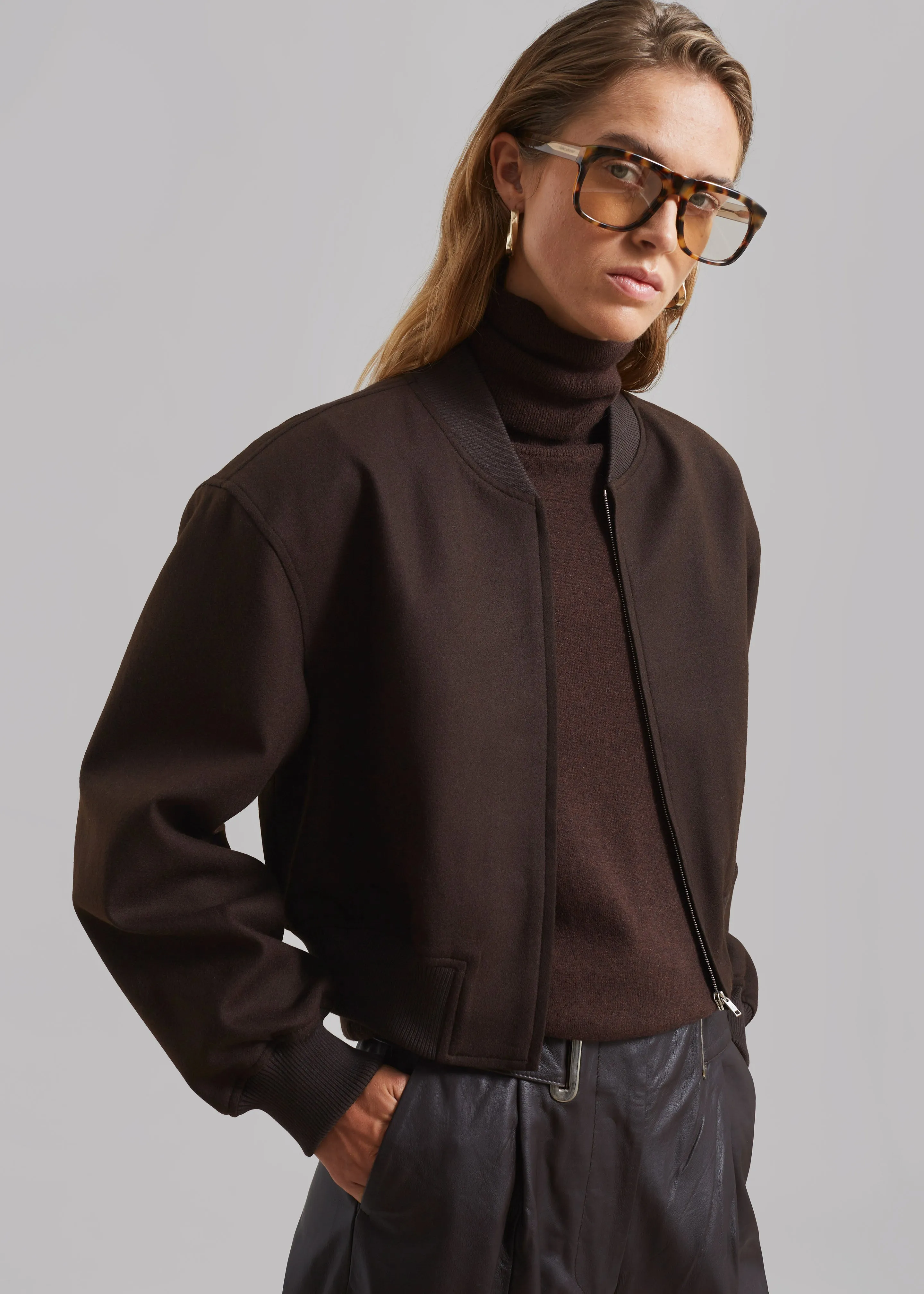 Camille Wool Bomber - Dark Chocolate sold by Frankie Shop product image thumbnail 3