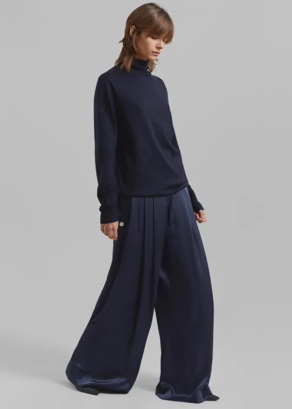 JW Anderson Crossover Strap Wide Leg Trousers - Navy sold by Frankie Shop
