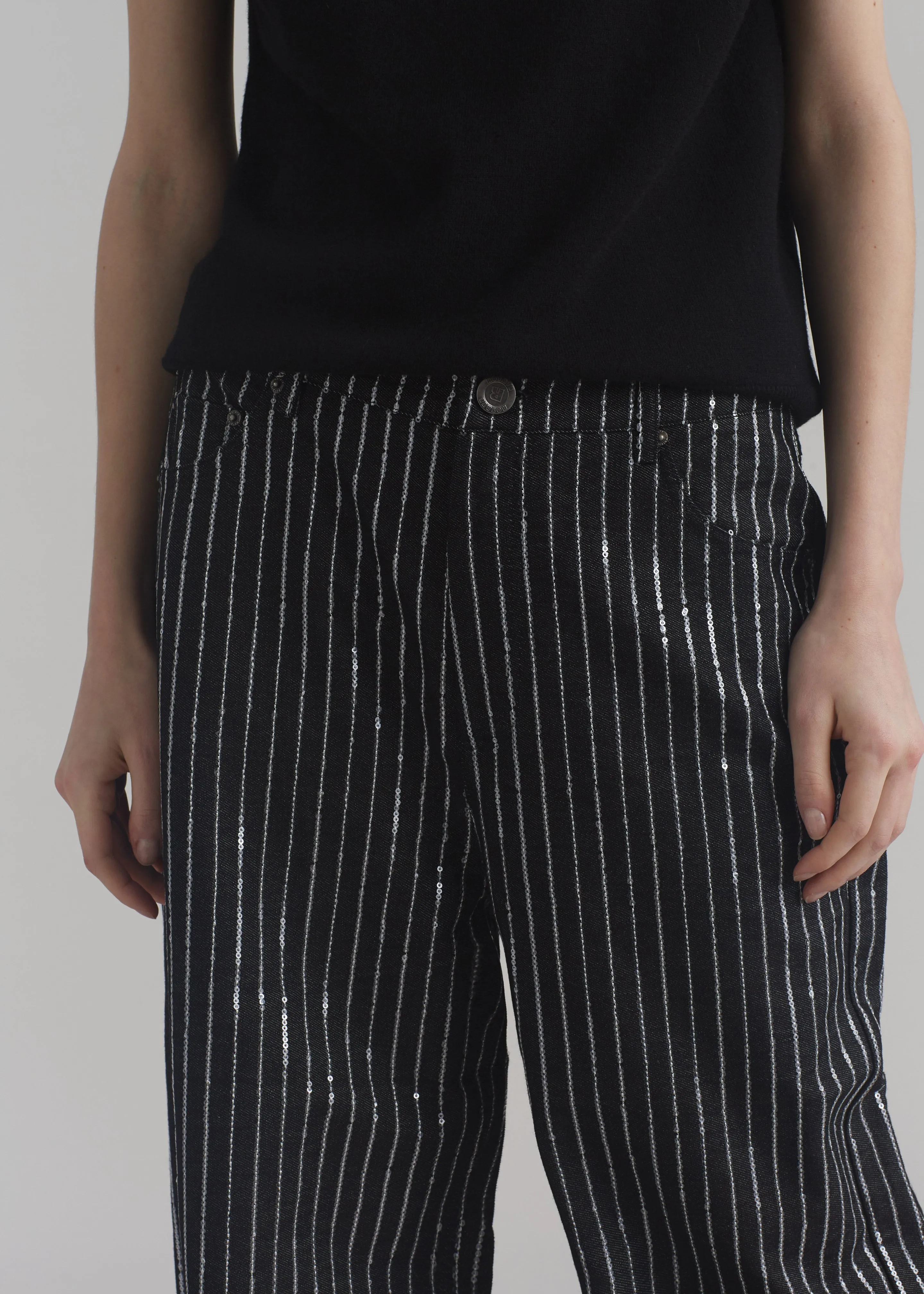 Rotate Sequin Twill Wide Pants - Black sold by Frankie Shop product image thumbnail 3