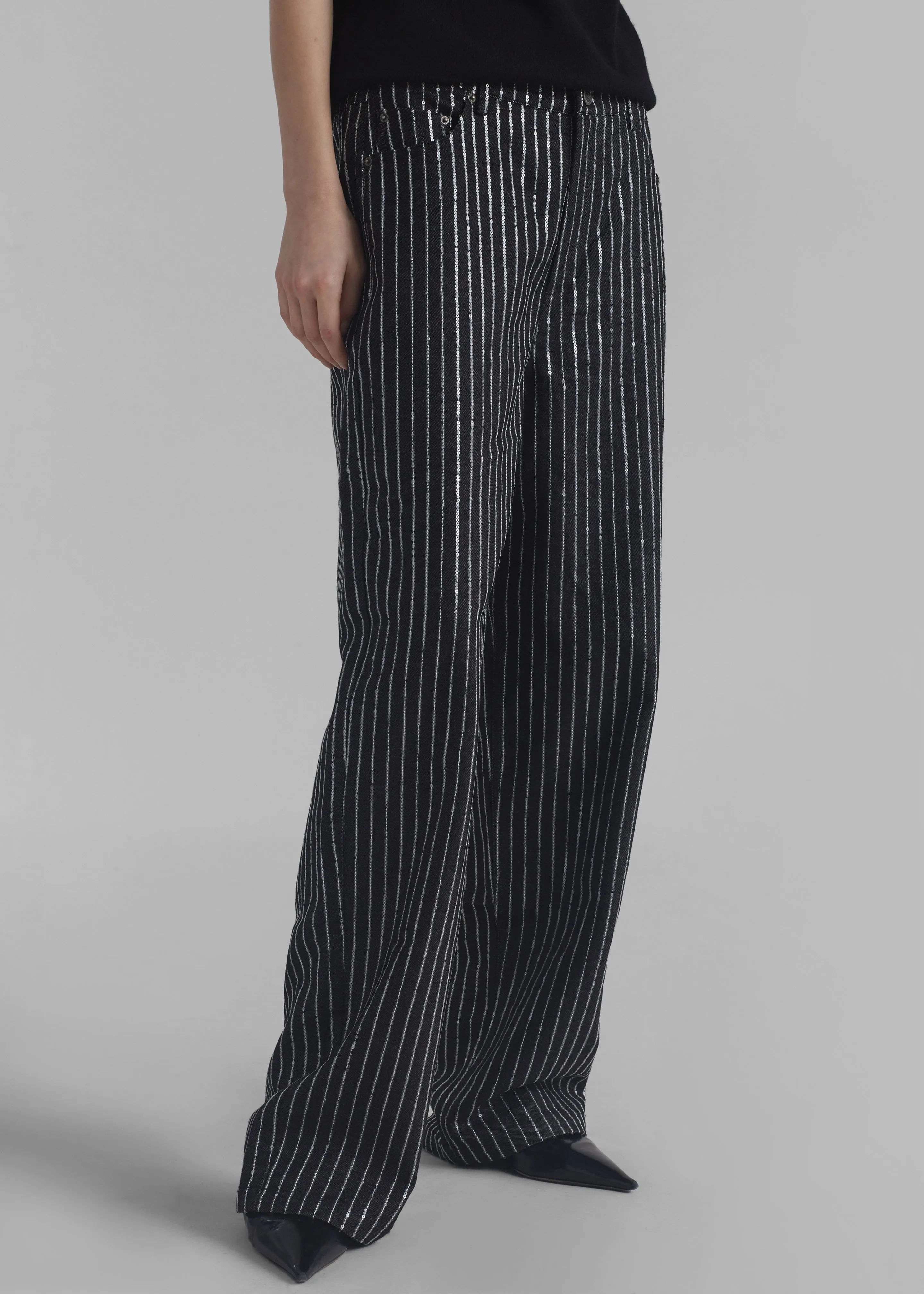 Rotate Sequin Twill Wide Pants - Black sold by Frankie Shop product image thumbnail 2