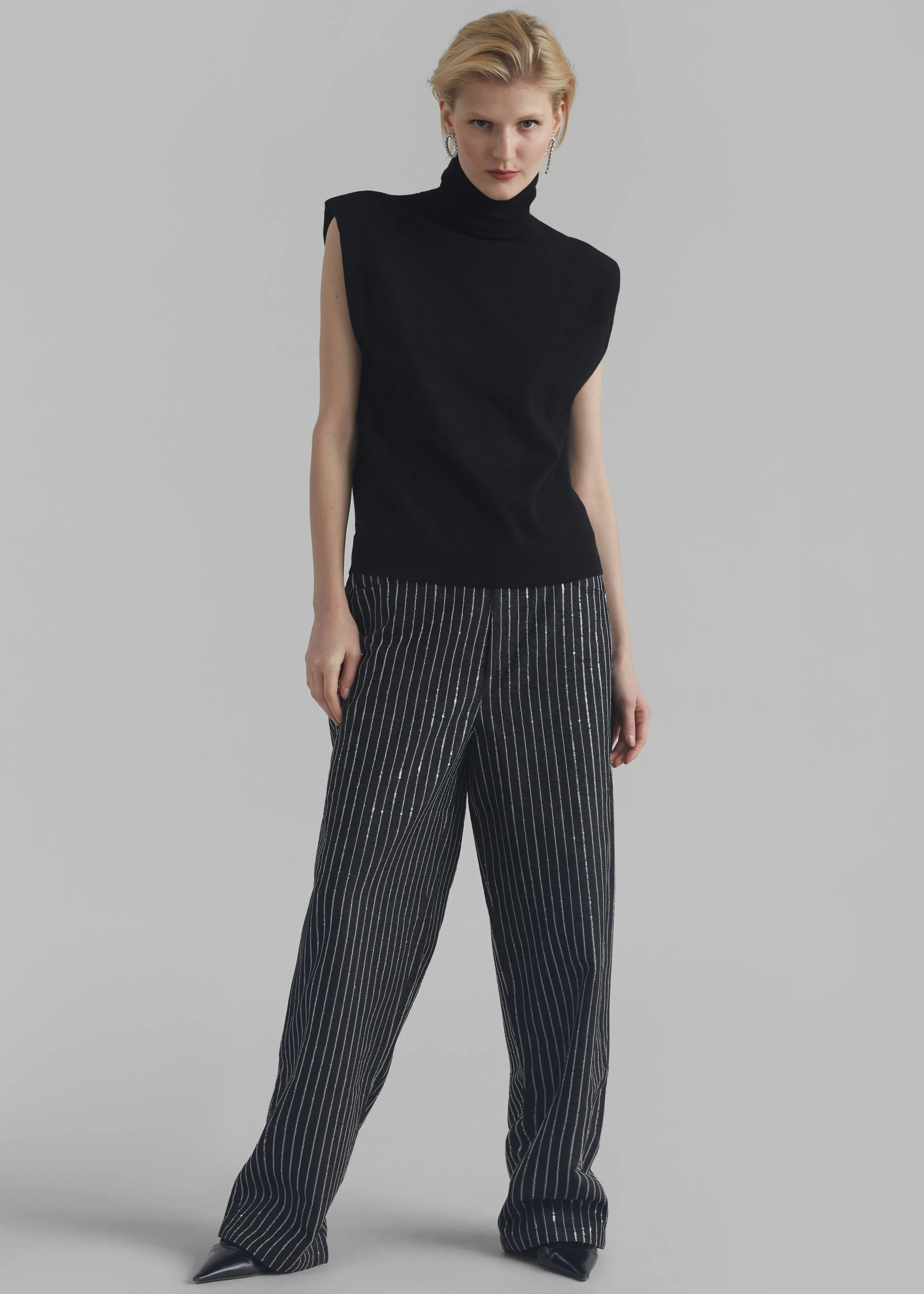 Rotate Sequin Twill Wide Pants - Black sold by Frankie Shop product image thumbnail 4