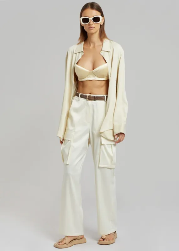 Bevza Seashell Short Bustier Top - Champagne made by Frankie Shop