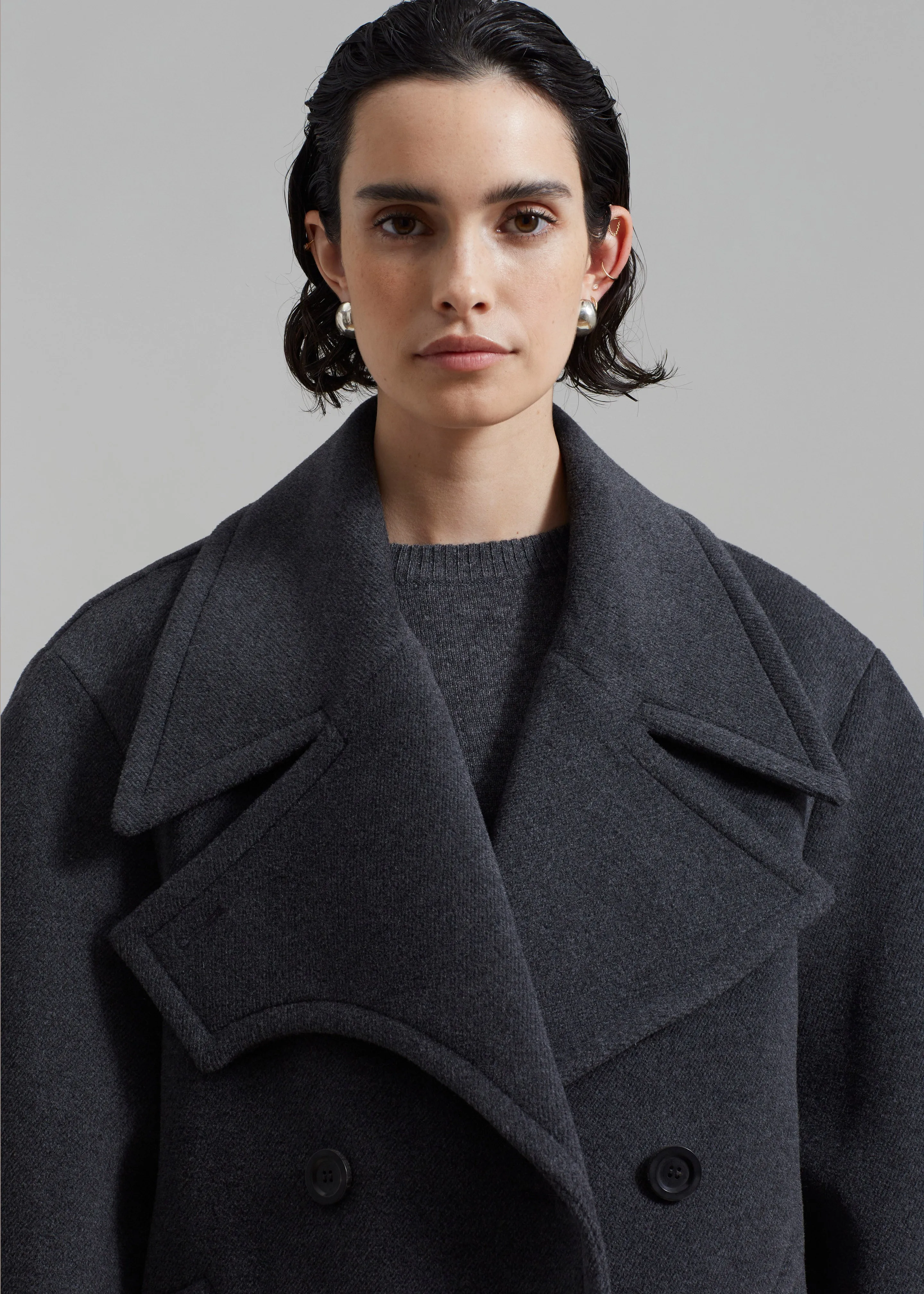 Low Classic Wide Collar Peacoat - Grey sold by Frankie Shop product image thumbnail 2