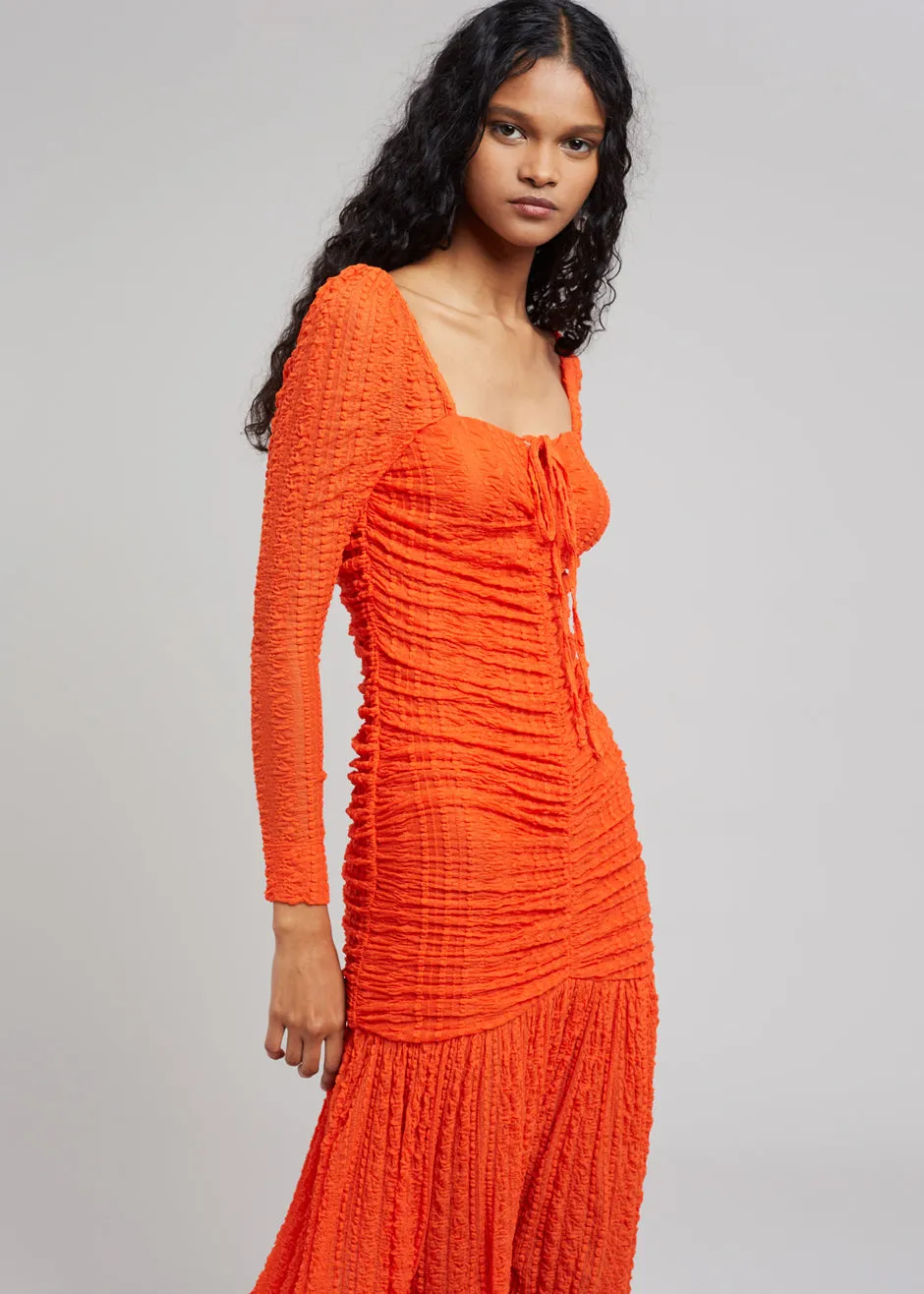 GANNI Ruched Lace Midi Dress - Orangedotcom sold by Frankie Shop product image thumbnail 4