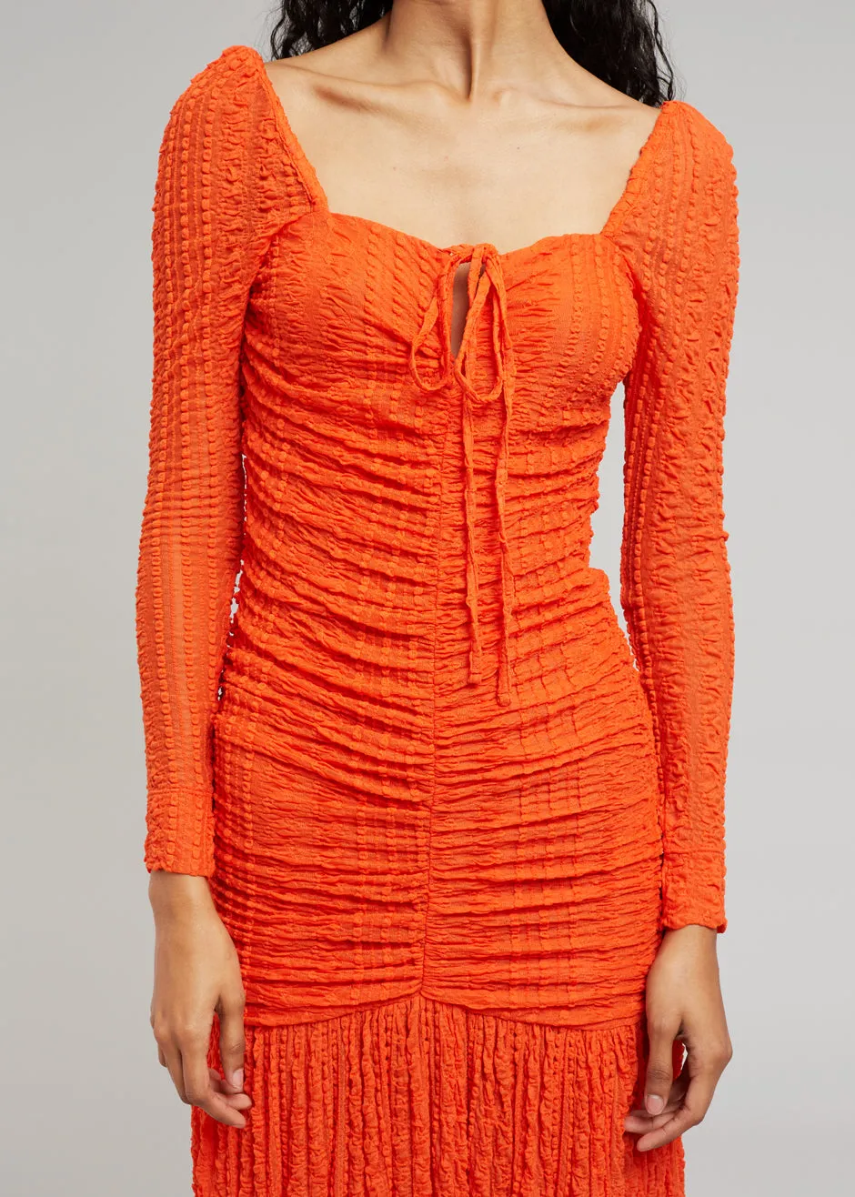 GANNI Ruched Lace Midi Dress - Orangedotcom sold by Frankie Shop product image thumbnail 5