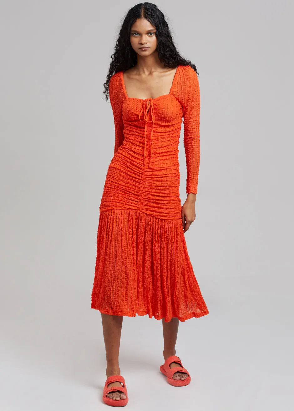 GANNI Ruched Lace Midi Dress - Orangedotcom sold by Frankie Shop product image thumbnail 3